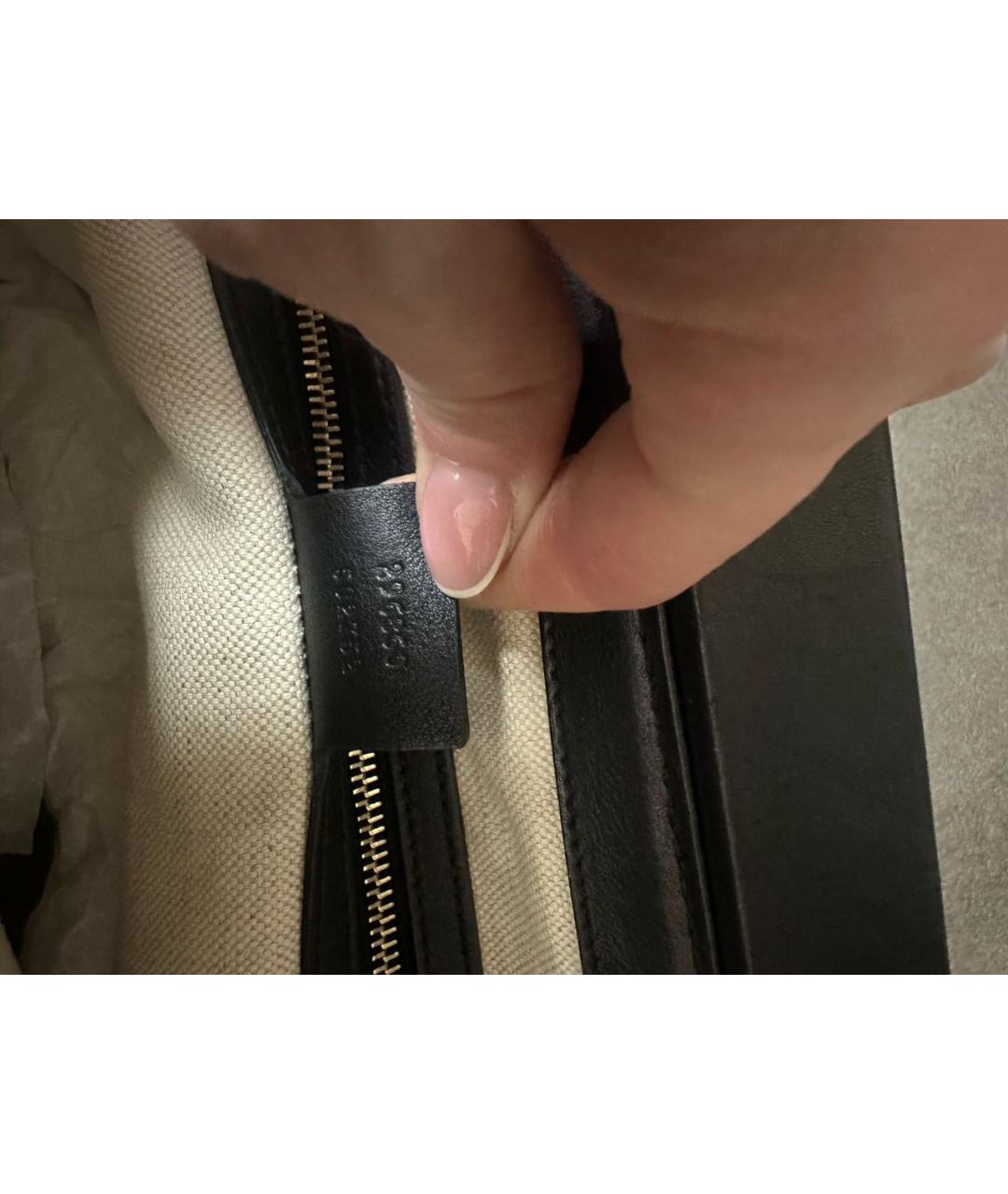 GUCCI Черная кожаная сумка тоут, фото 7