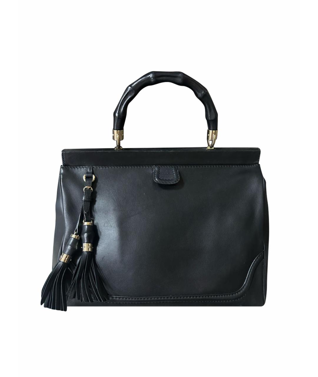 GUCCI Черная кожаная сумка тоут, фото 1