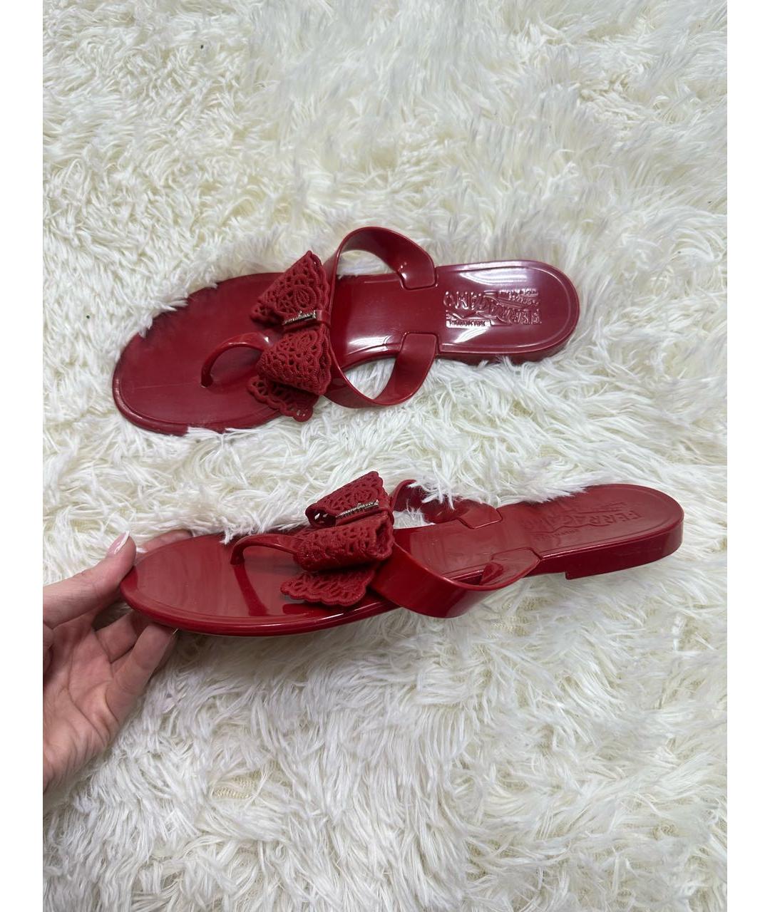 FERRAGAMO Красные шлепанцы, фото 7