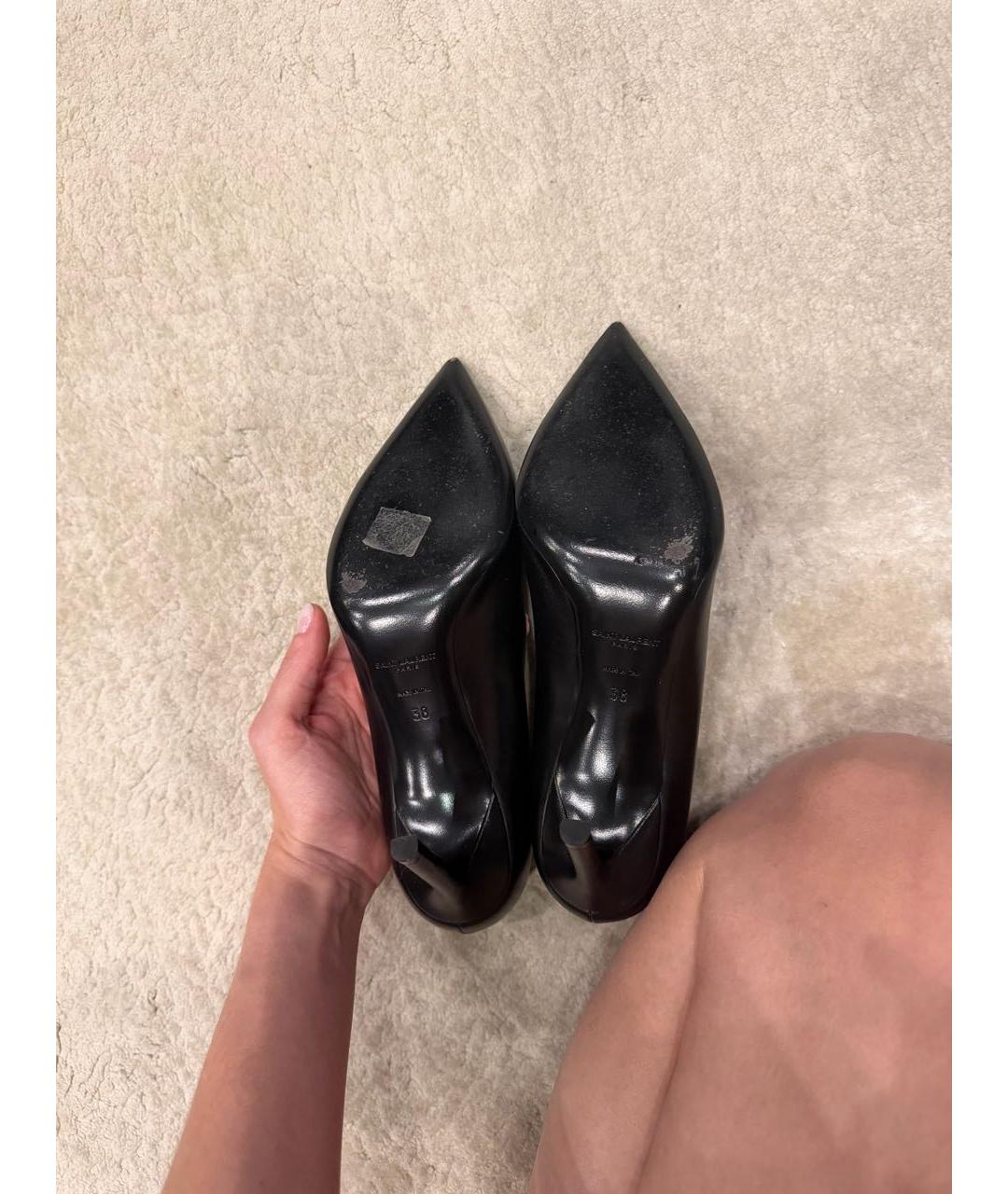SAINT LAURENT Черные кожаные туфли, фото 5