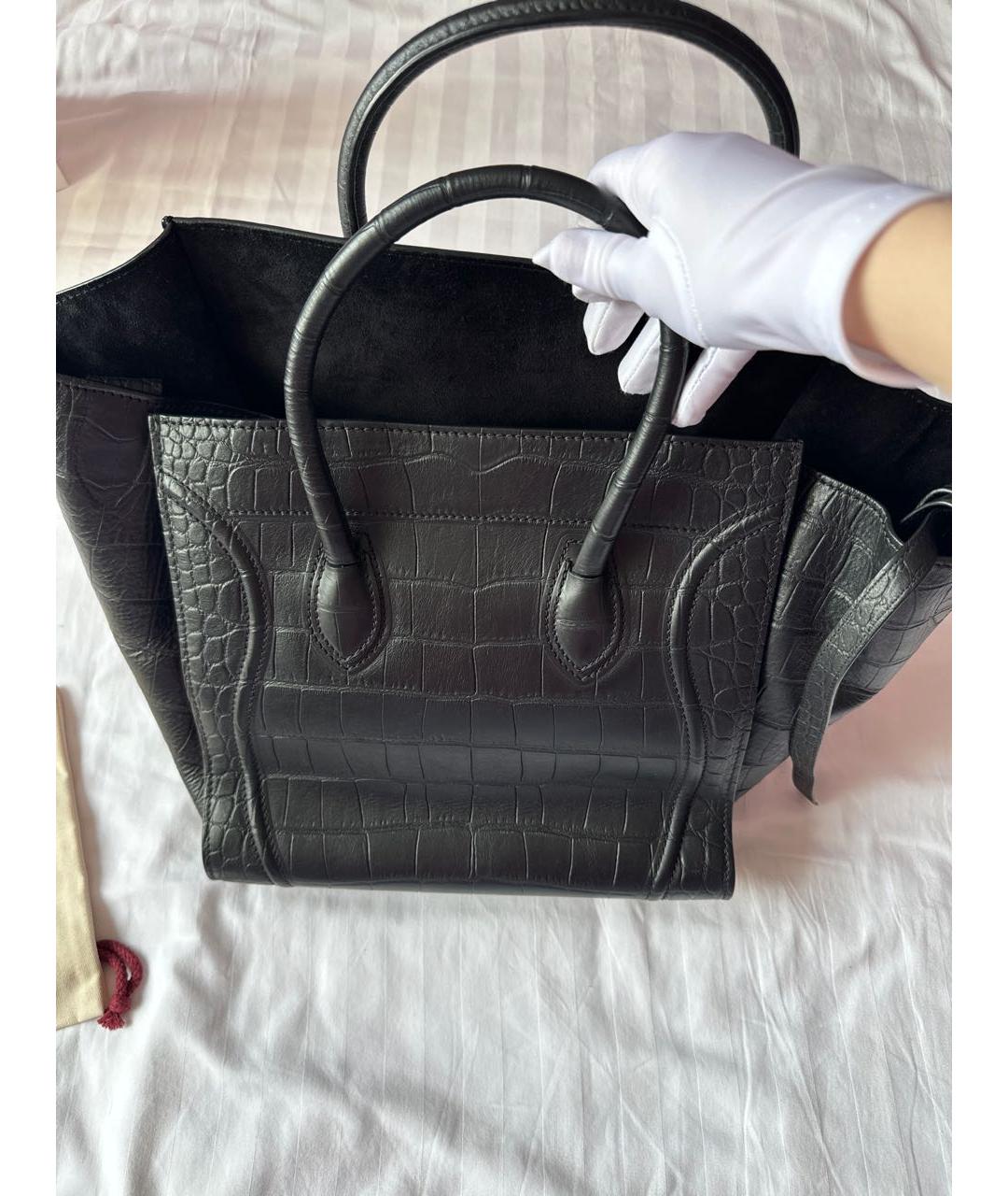 CELINE Черная кожаная сумка с короткими ручками, фото 8
