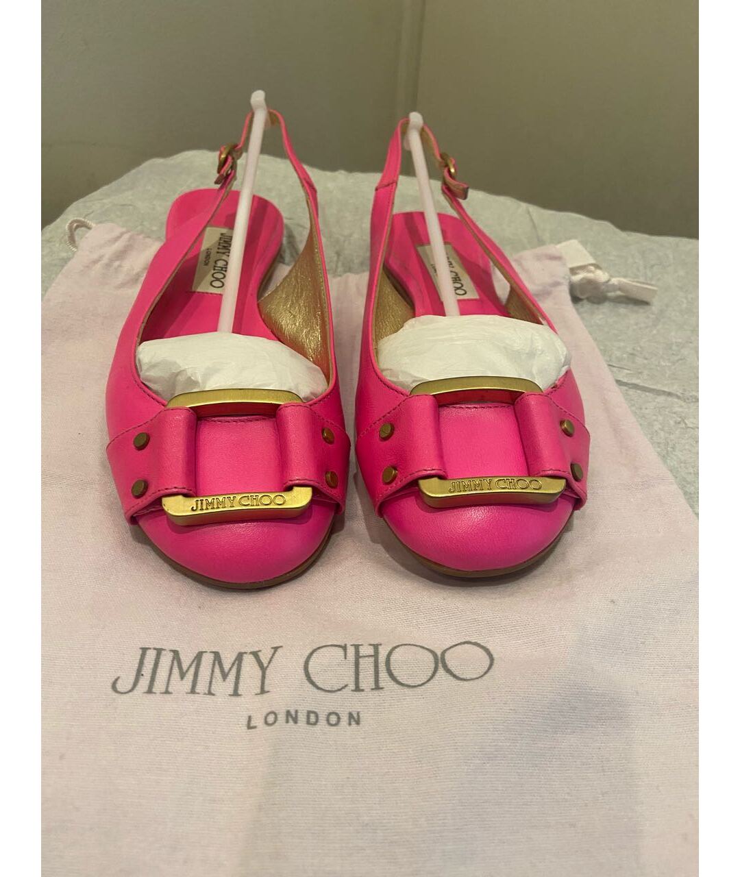 JIMMY CHOO Фуксия кожаные балетки, фото 2