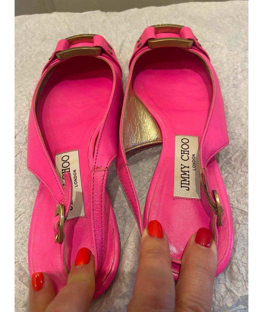 JIMMY CHOO Фуксия кожаные балетки, фото 3