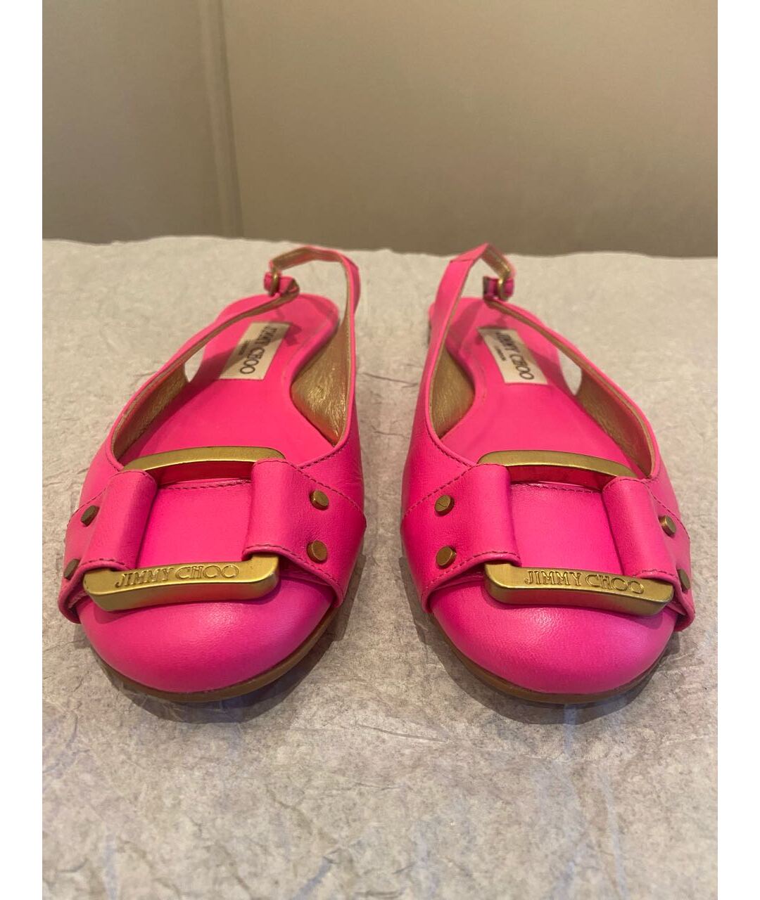 JIMMY CHOO Фуксия кожаные балетки, фото 6