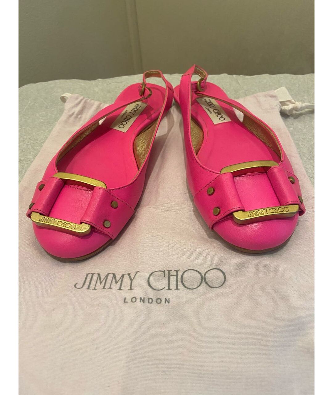 JIMMY CHOO Фуксия кожаные балетки, фото 8
