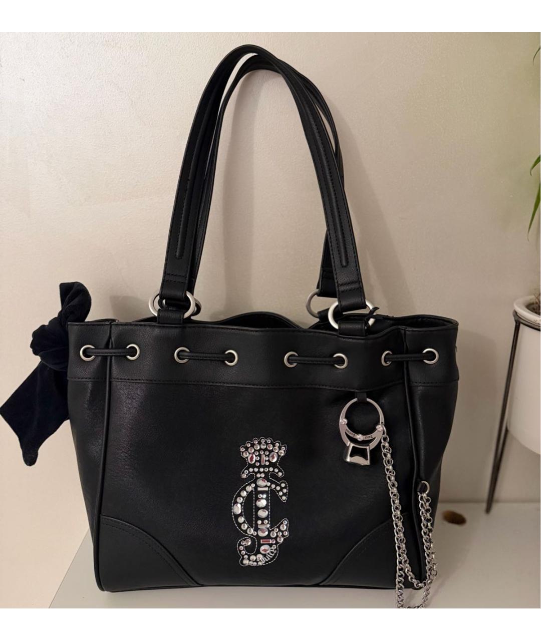 JUICY COUTURE Черная сумка тоут из искусственной кожи, фото 7