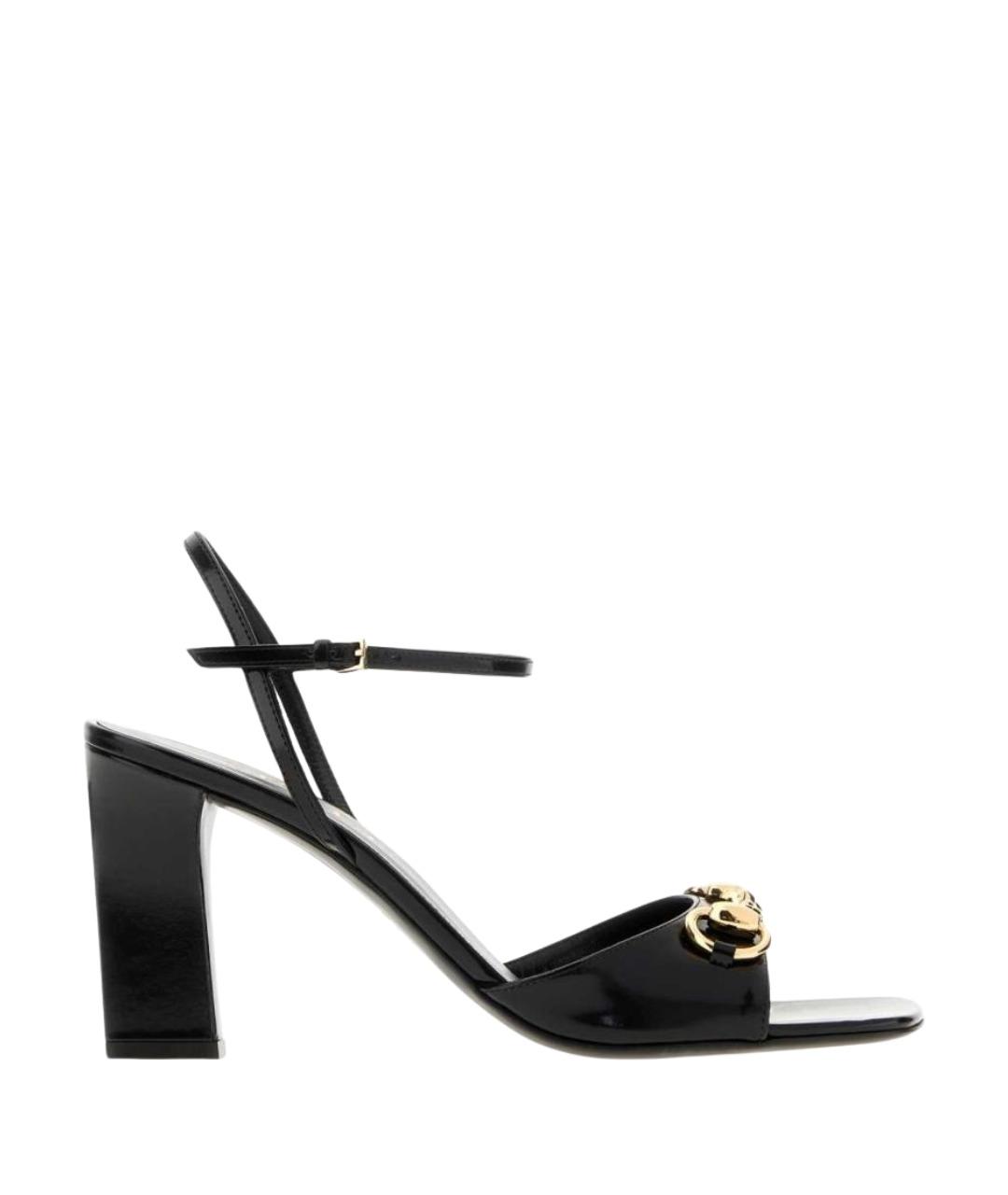 GUCCI Черные кожаные босоножки, фото 1