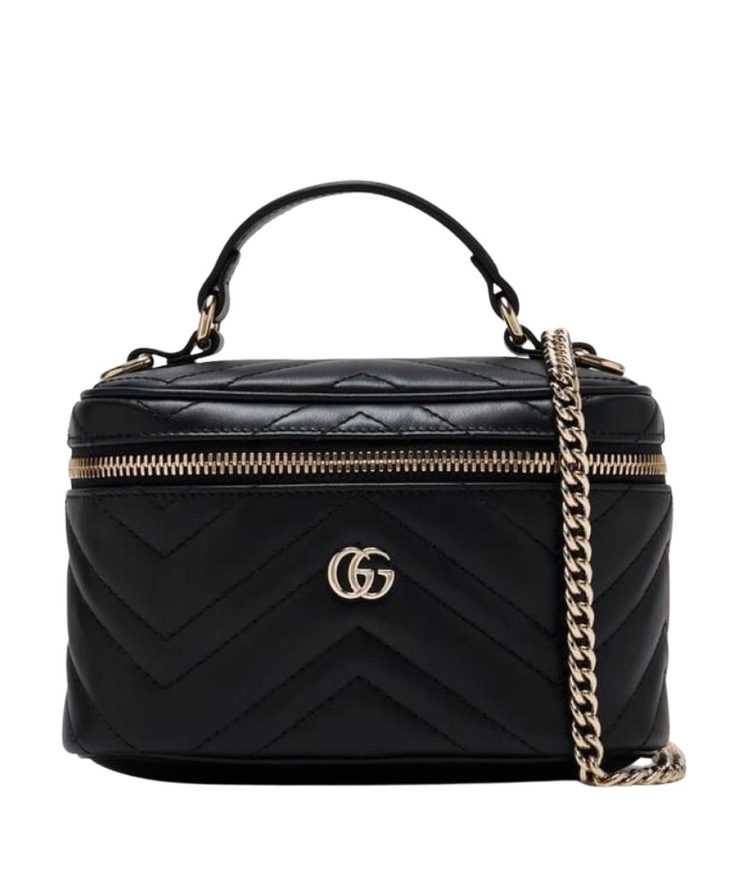 GUCCI Черная кожаная сумка с короткими ручками, фото 1