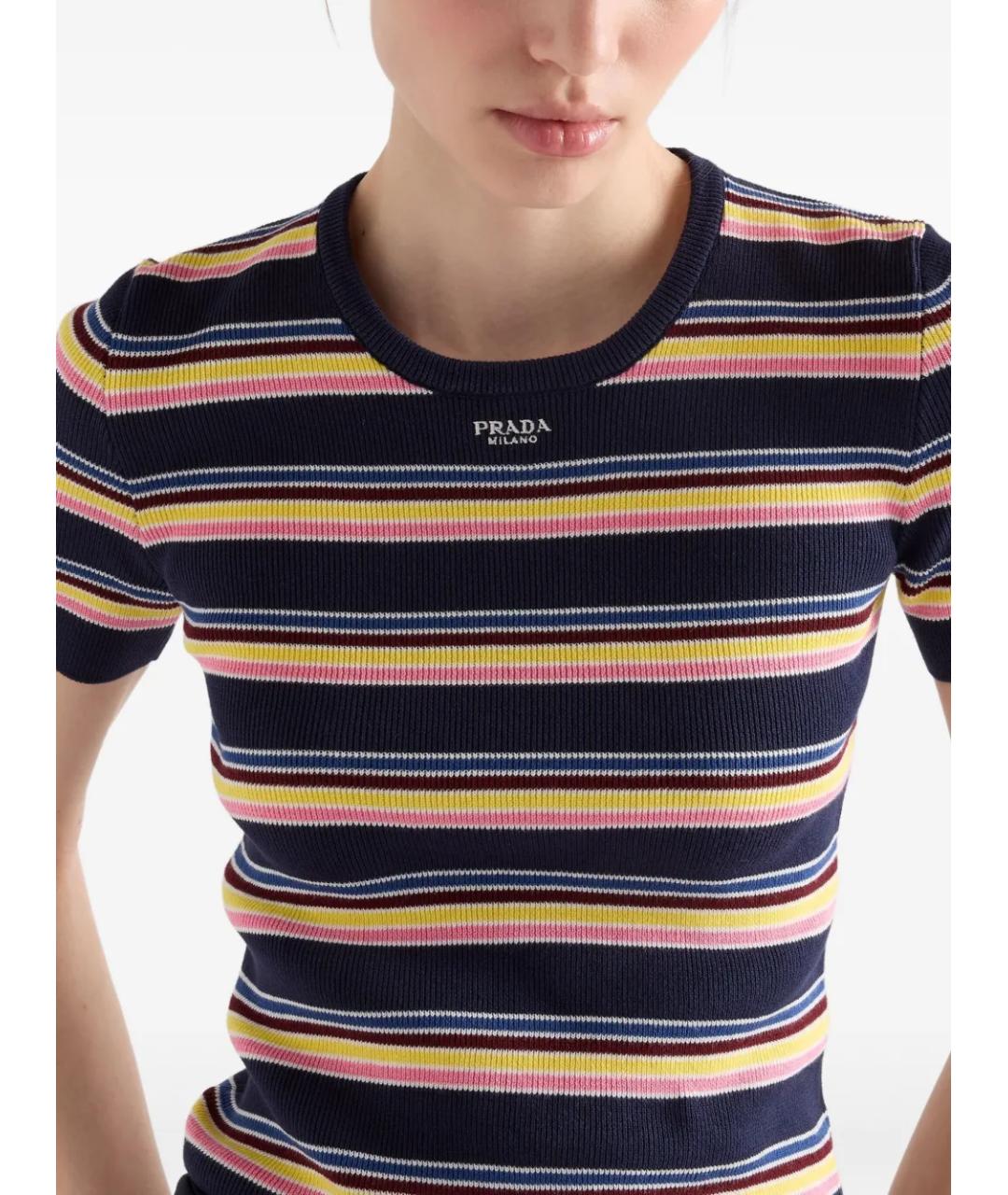 PRADA Синяя хлопковая футболка, фото 3