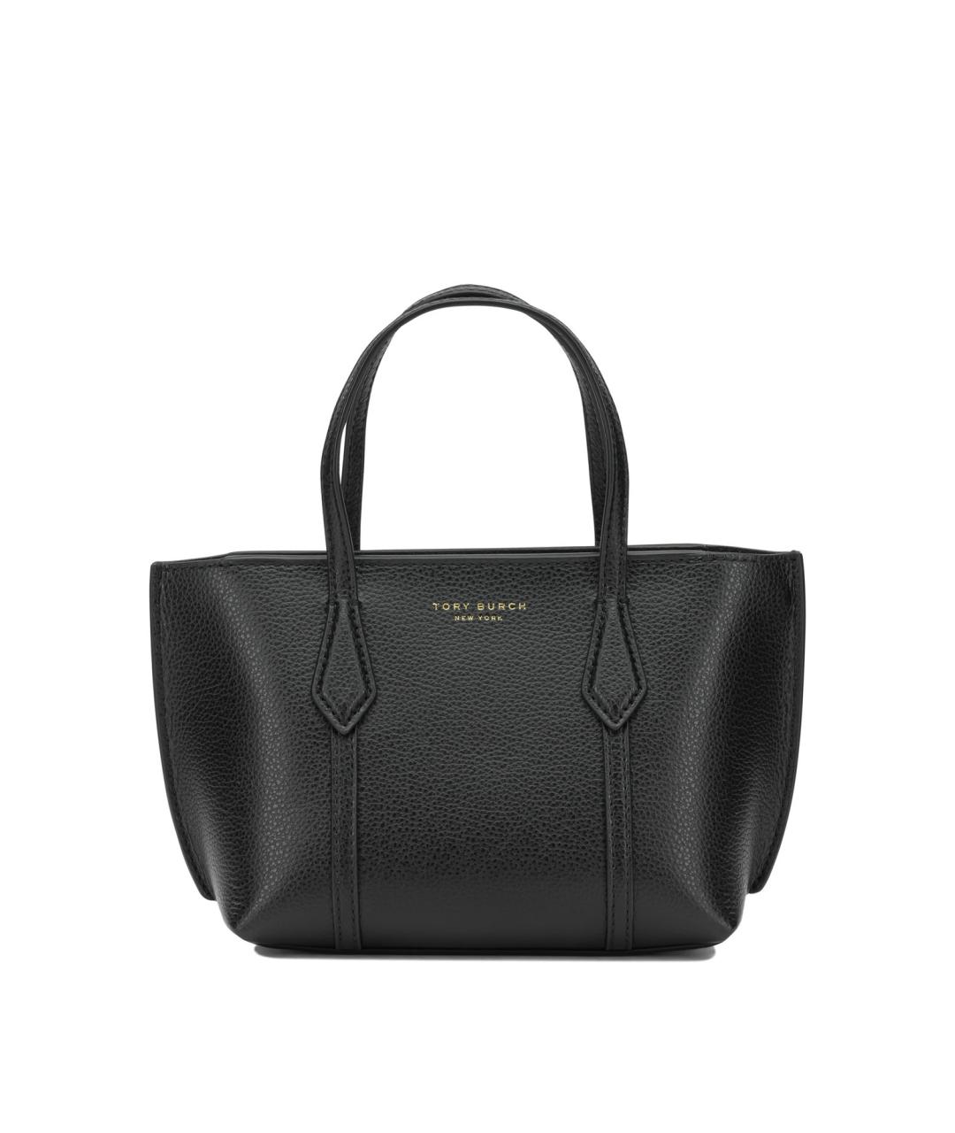 TORY BURCH Черная кожаная сумка с короткими ручками, фото 1