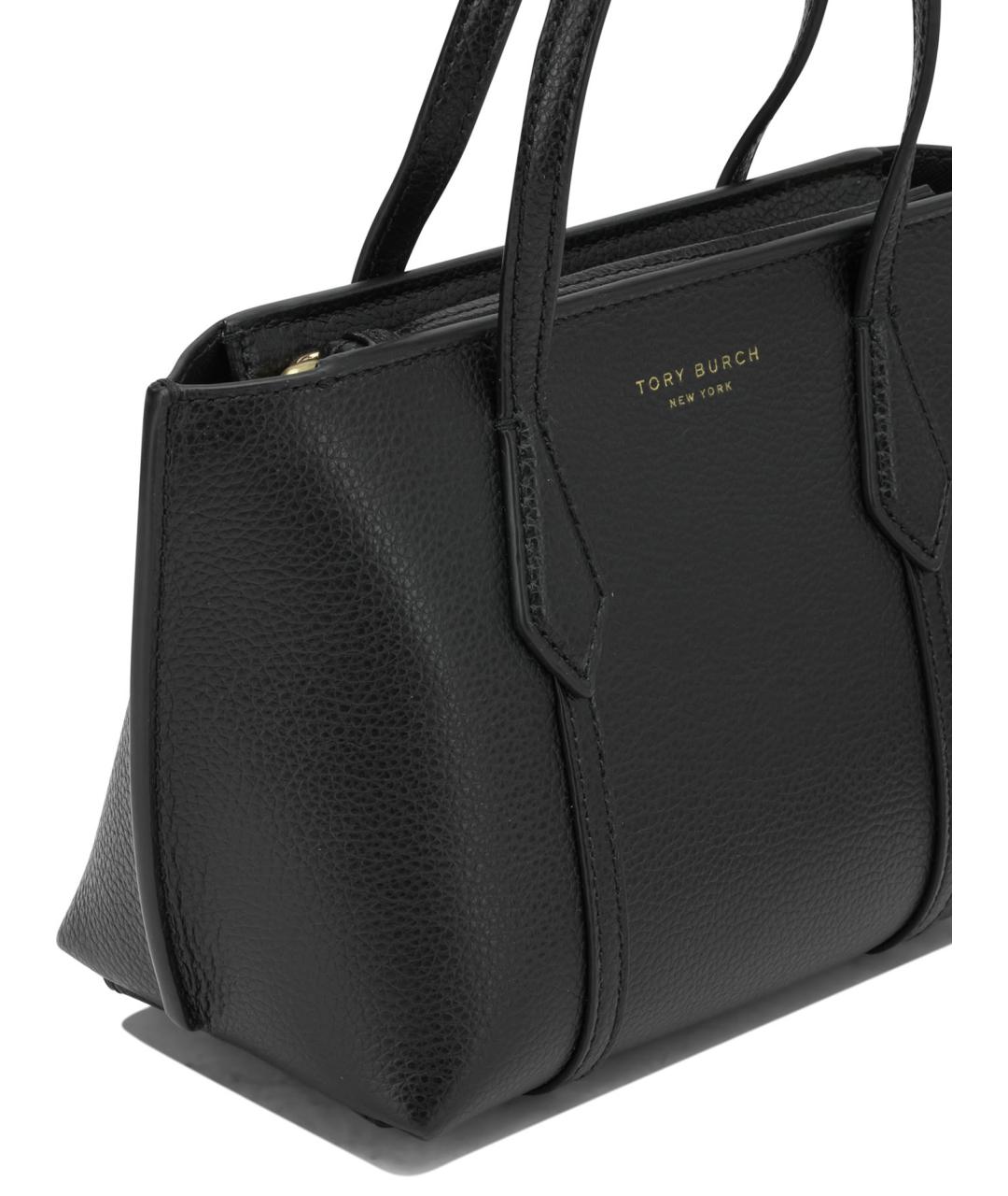 TORY BURCH Черная кожаная сумка с короткими ручками, фото 4