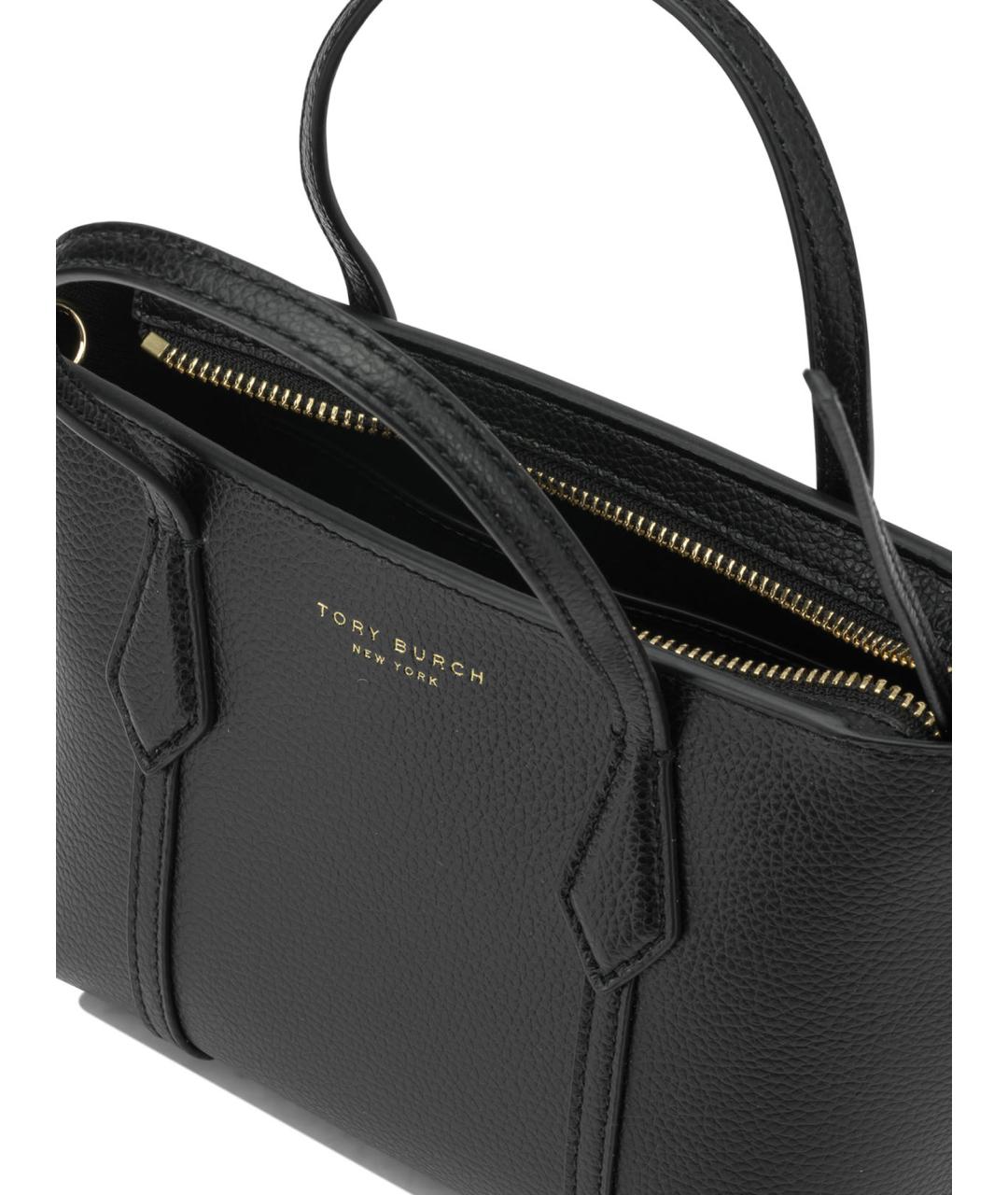 TORY BURCH Черная кожаная сумка с короткими ручками, фото 5
