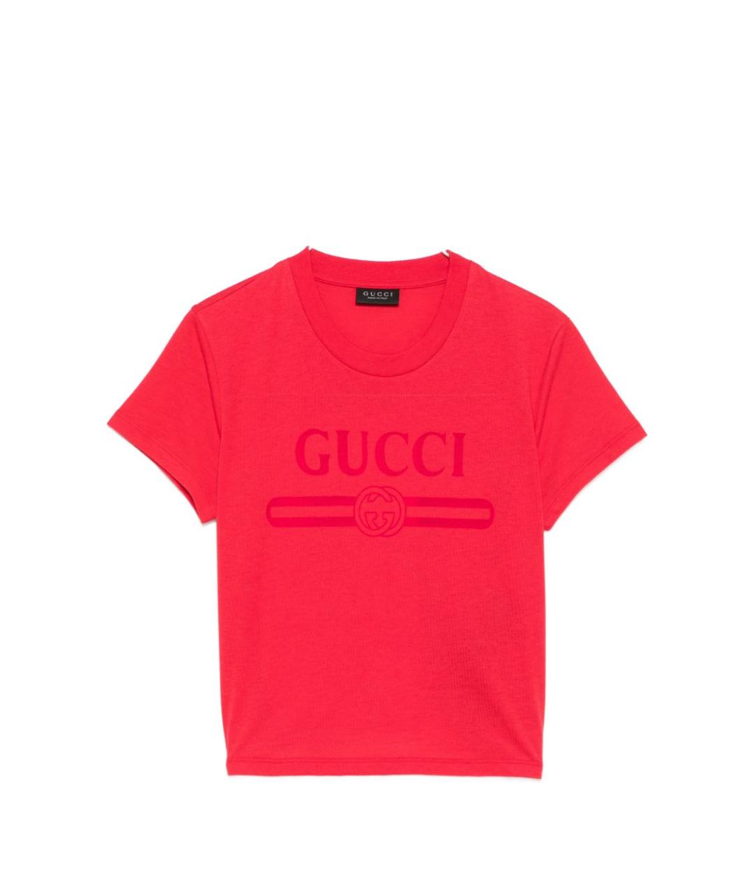 GUCCI Красная хлопковая футболка, фото 1