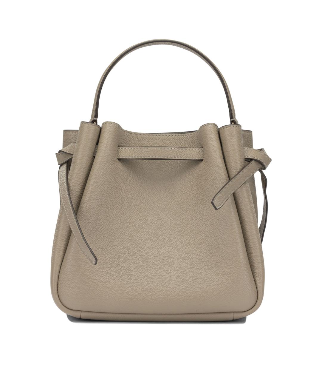 TORY BURCH Серая кожаная сумка с короткими ручками, фото 3