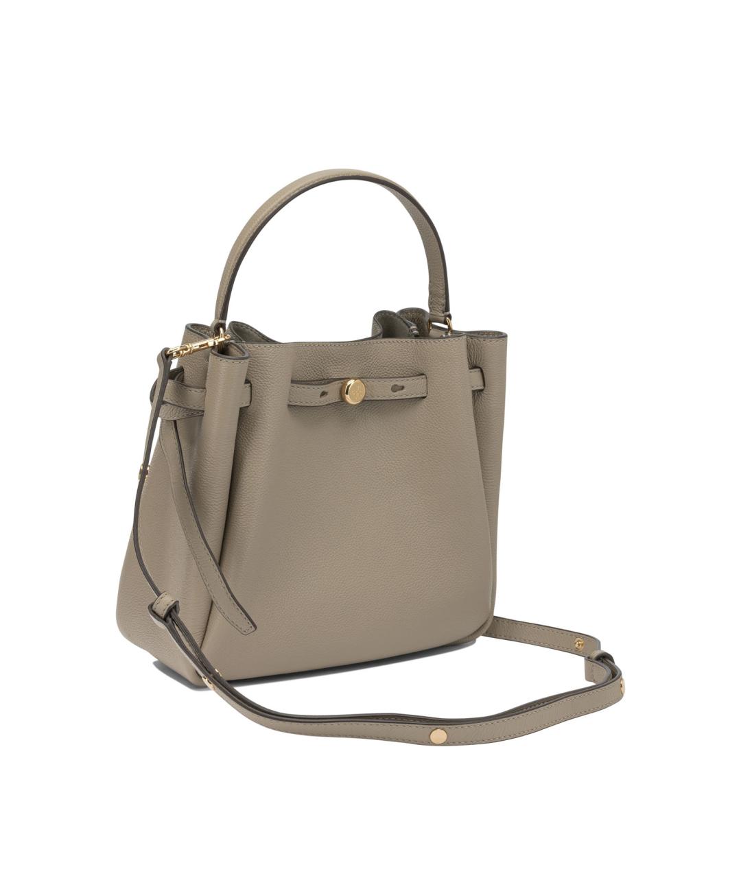 TORY BURCH Серая кожаная сумка с короткими ручками, фото 2