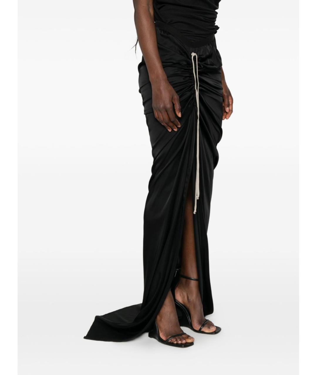 RICK OWENS Черная вискозная юбка макси, фото 3