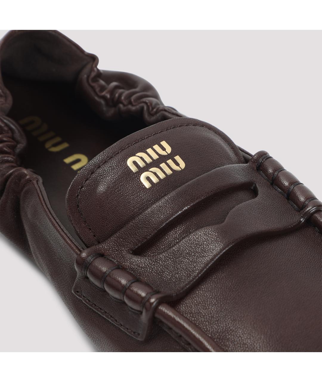 MIU MIU Коричневые кожаные лоферы, фото 4