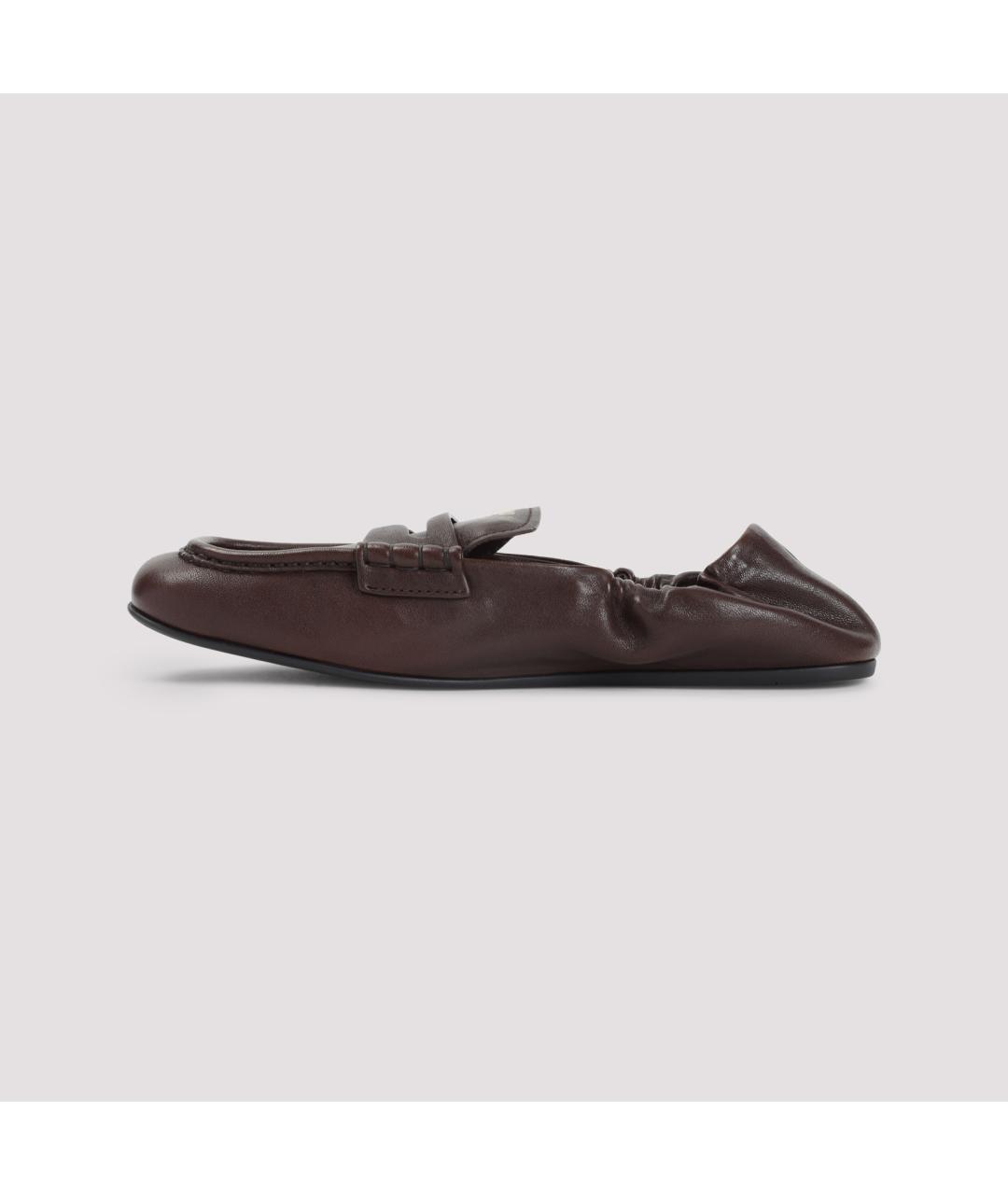 MIU MIU Коричневые кожаные лоферы, фото 2