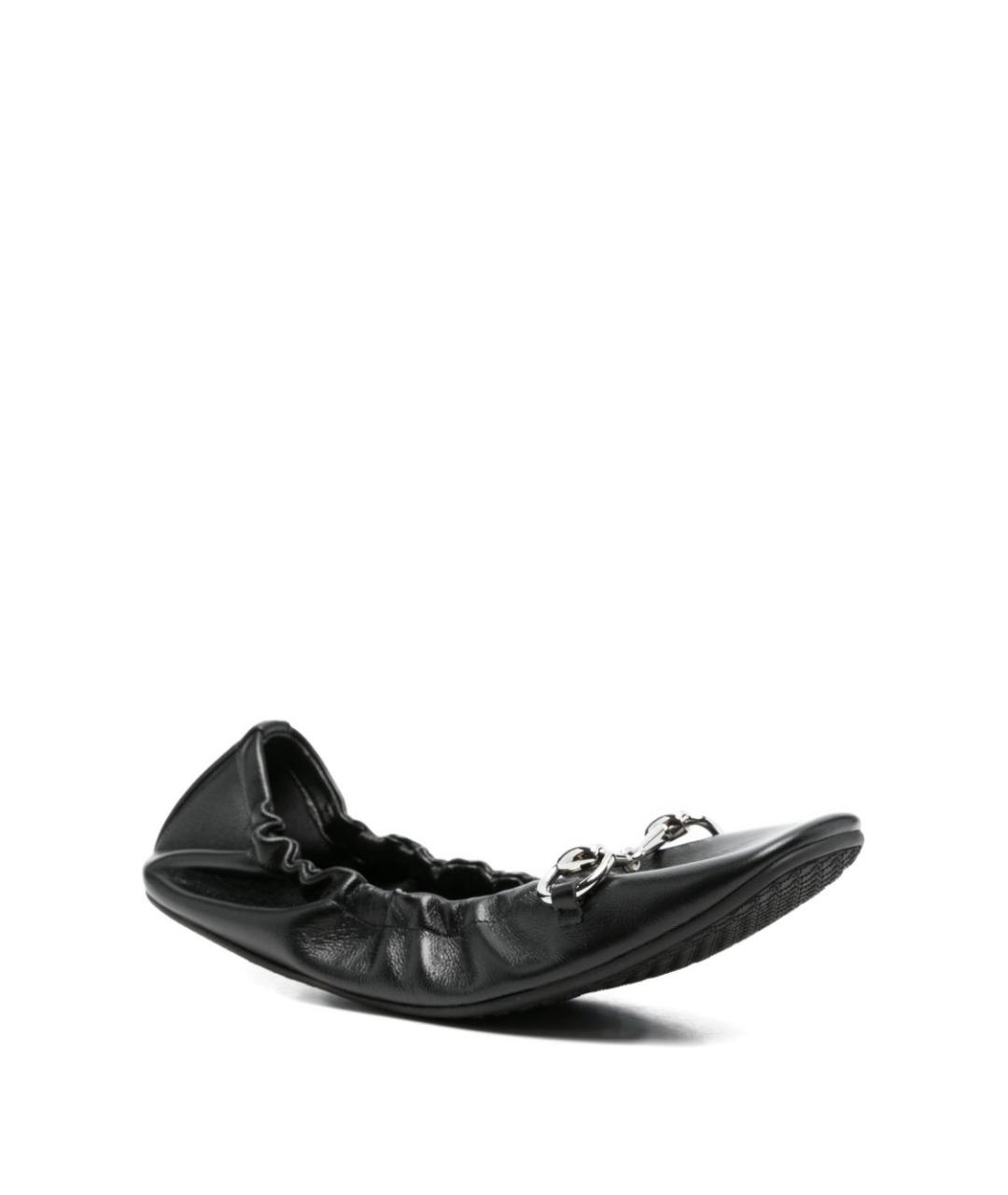 GUCCI Черные кожаные балетки, фото 4