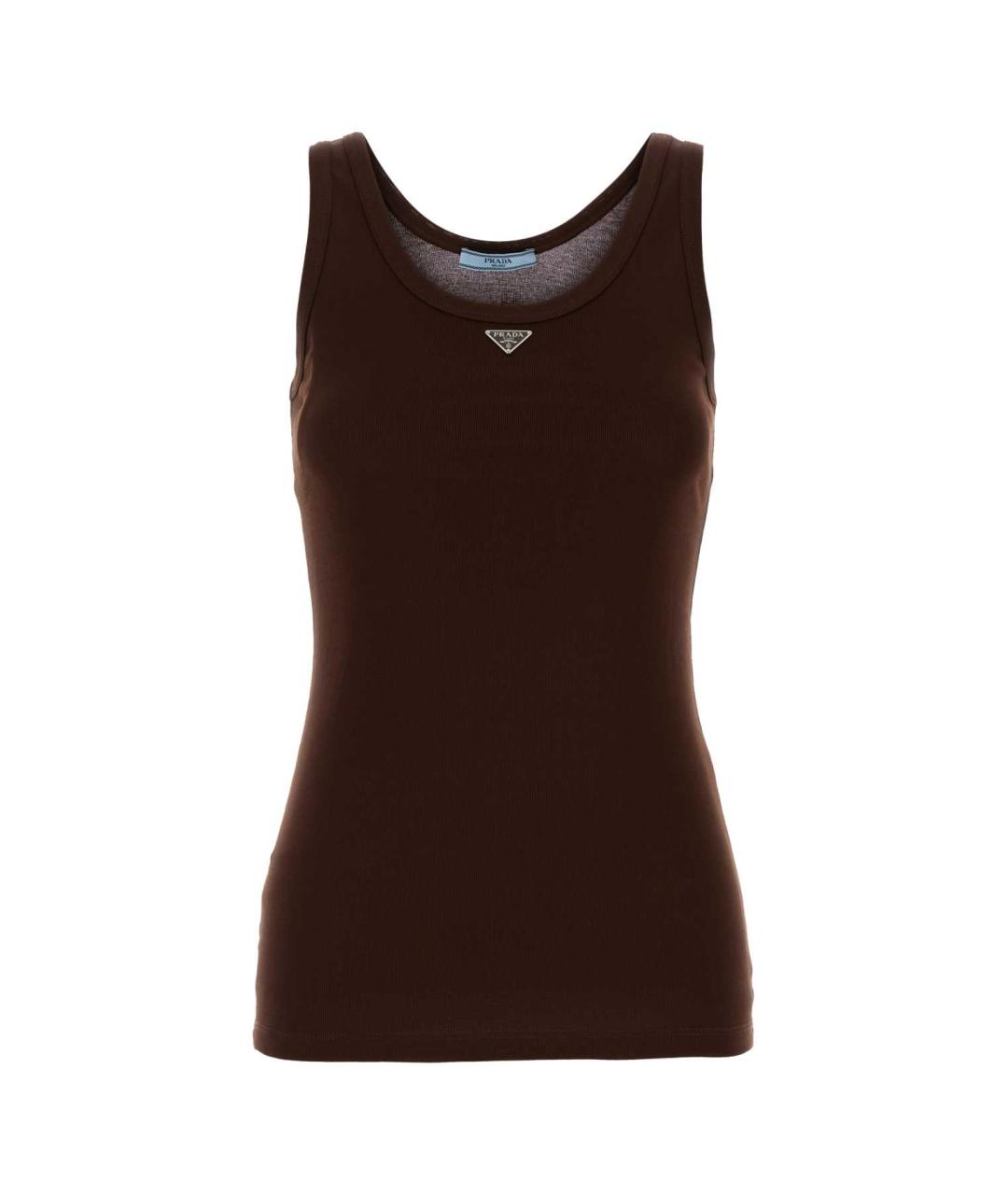 PRADA Коричневая хлопковая майка, фото 1