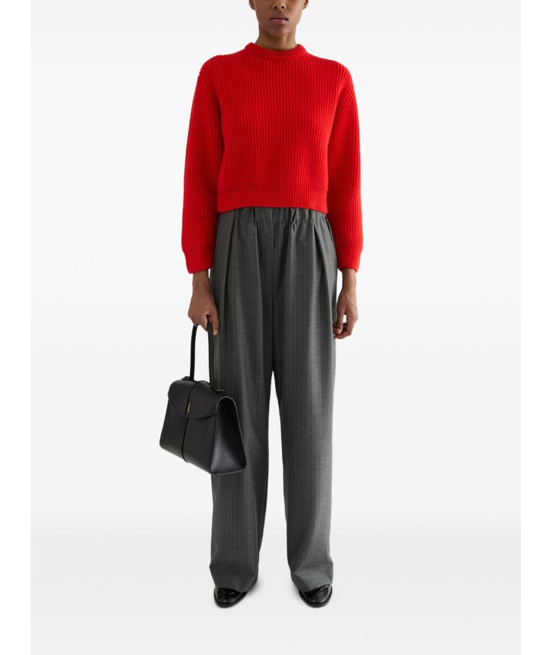 JIL SANDER Серые шерстяные прямые брюки, фото 4