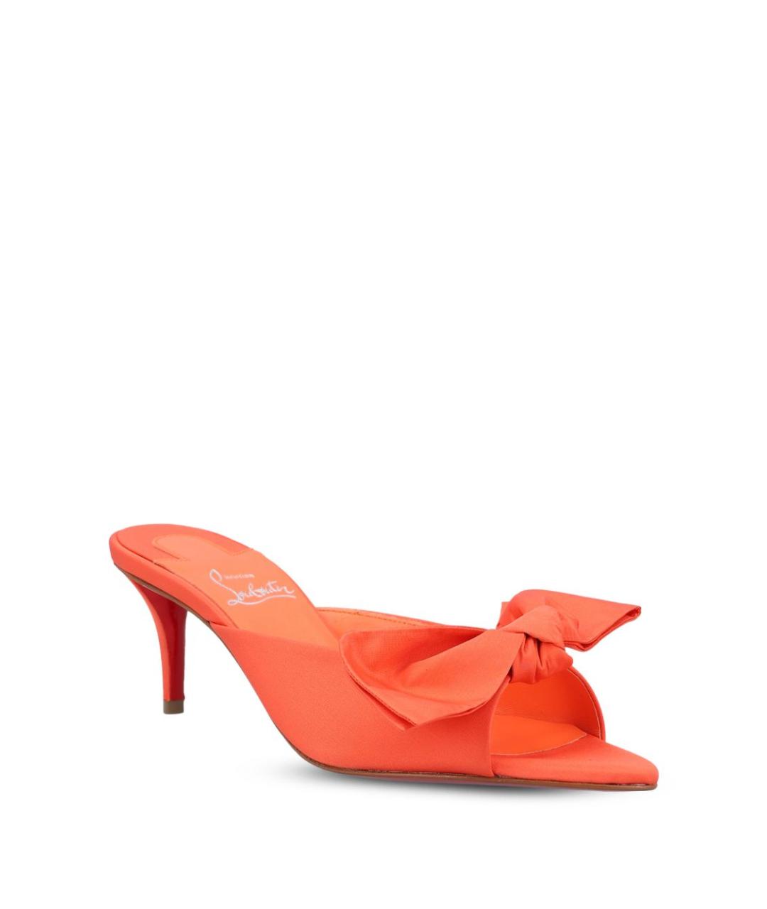 CHRISTIAN LOUBOUTIN Оранжевые текстильные мюли, фото 4