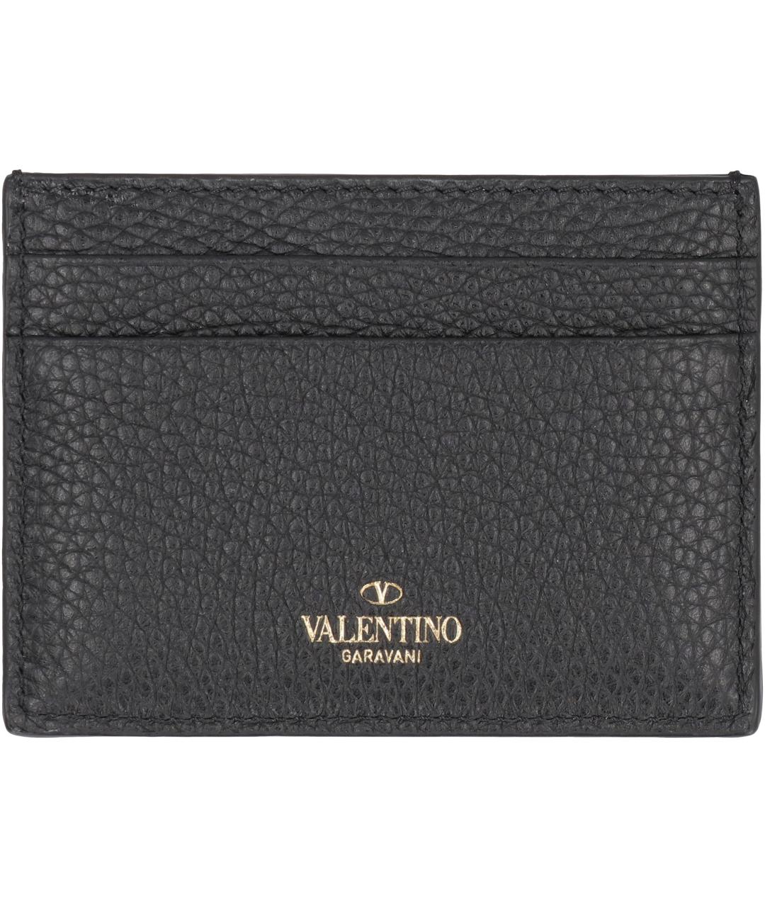 VALENTINO Черный кожаный кардхолдер, фото 3