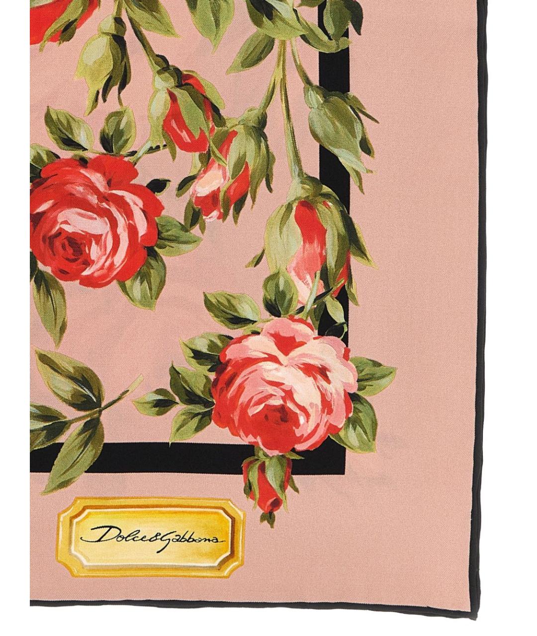 DOLCE&GABBANA Розовый шелковый шарф, фото 3