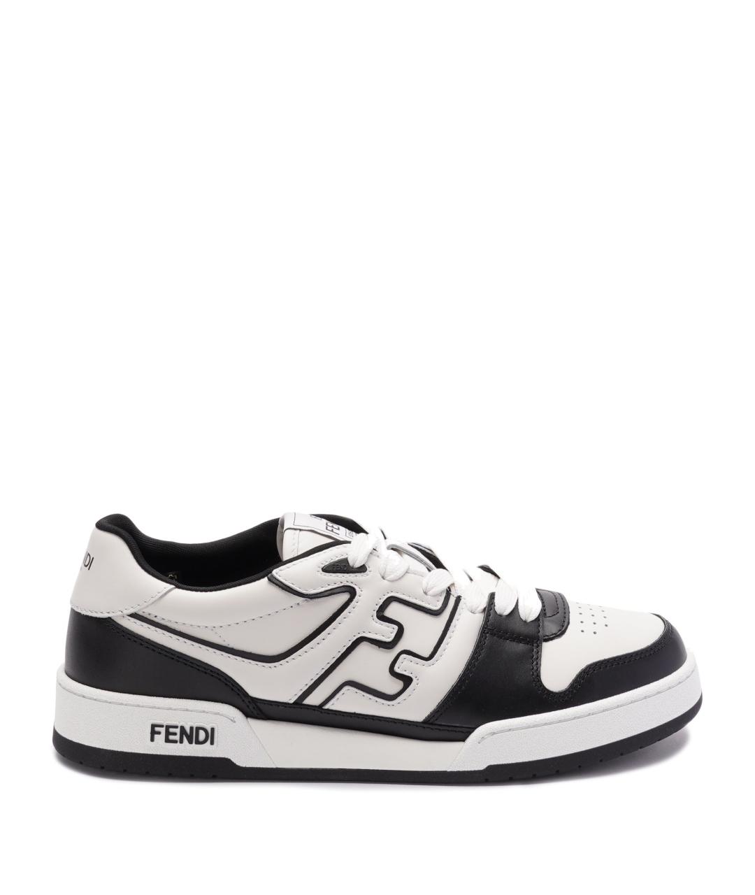 FENDI Белые кожаные низкие кроссовки / кеды, фото 1