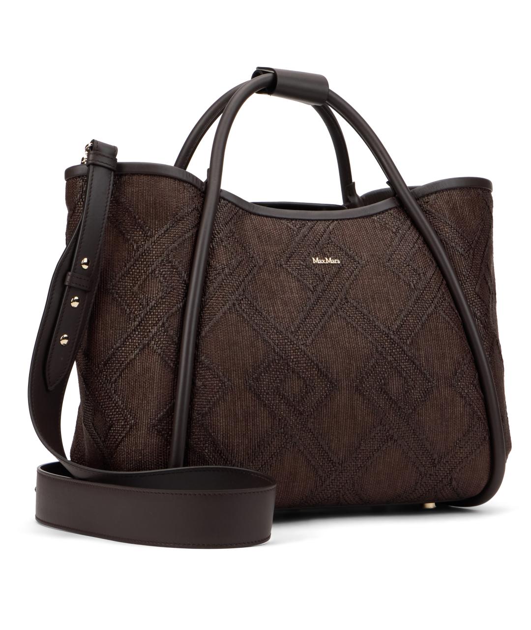 MAX MARA Коричневая синтетическая сумка тоут, фото 3