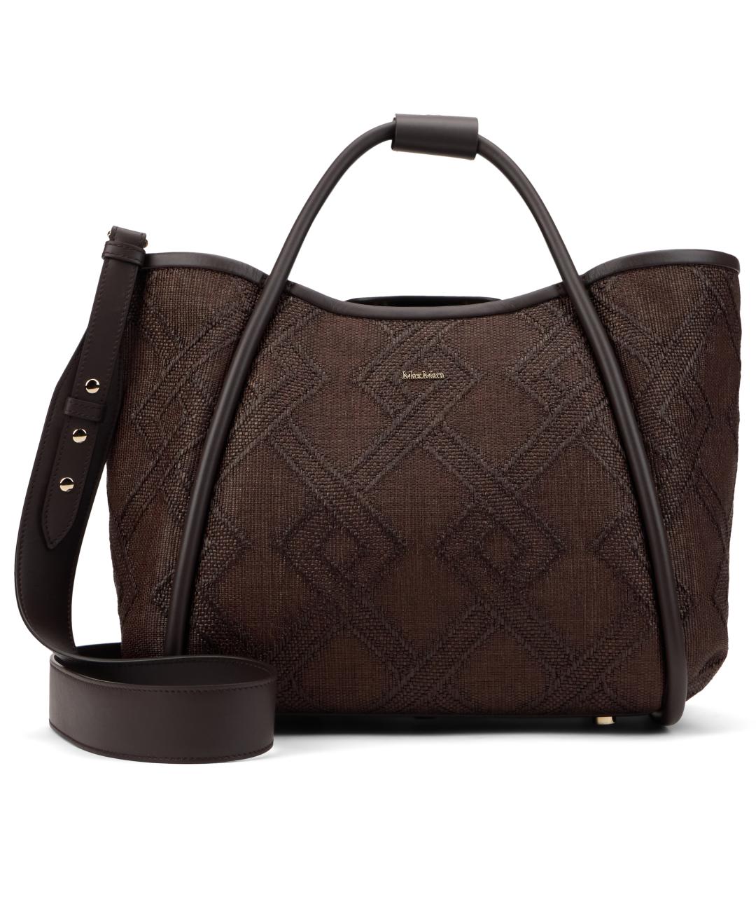 MAX MARA Коричневая синтетическая сумка тоут, фото 2