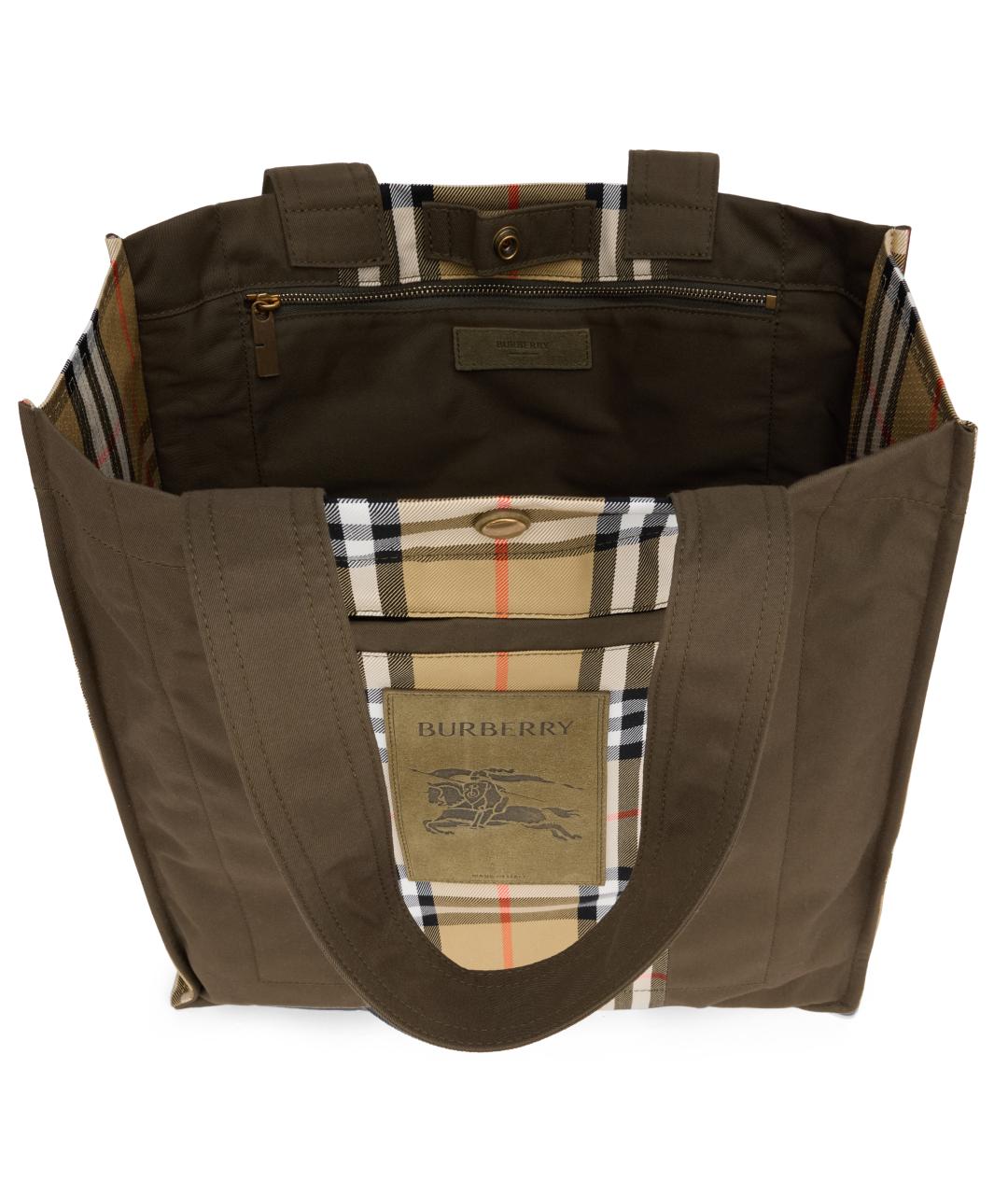 BURBERRY Хаки сумка тоут, фото 5