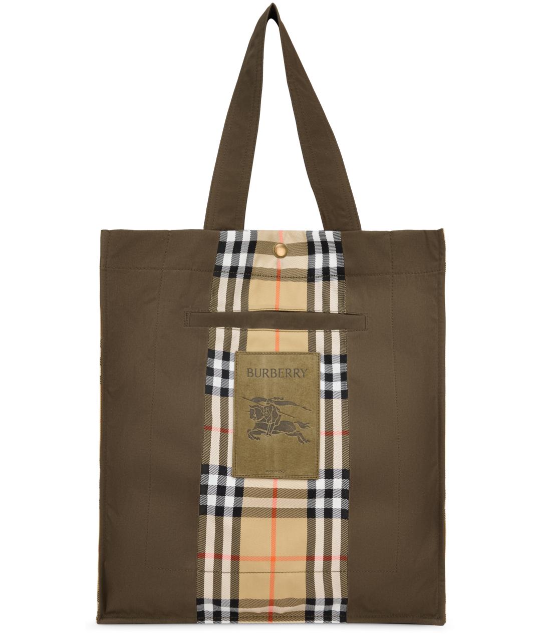 BURBERRY Хаки сумка тоут, фото 2