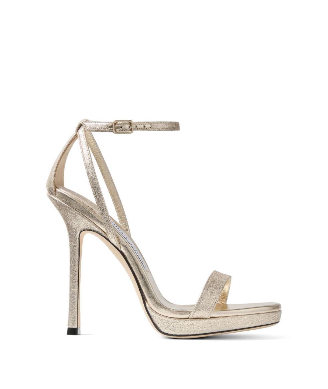 JIMMY CHOO Серебряные кожаные босоножки, фото 1