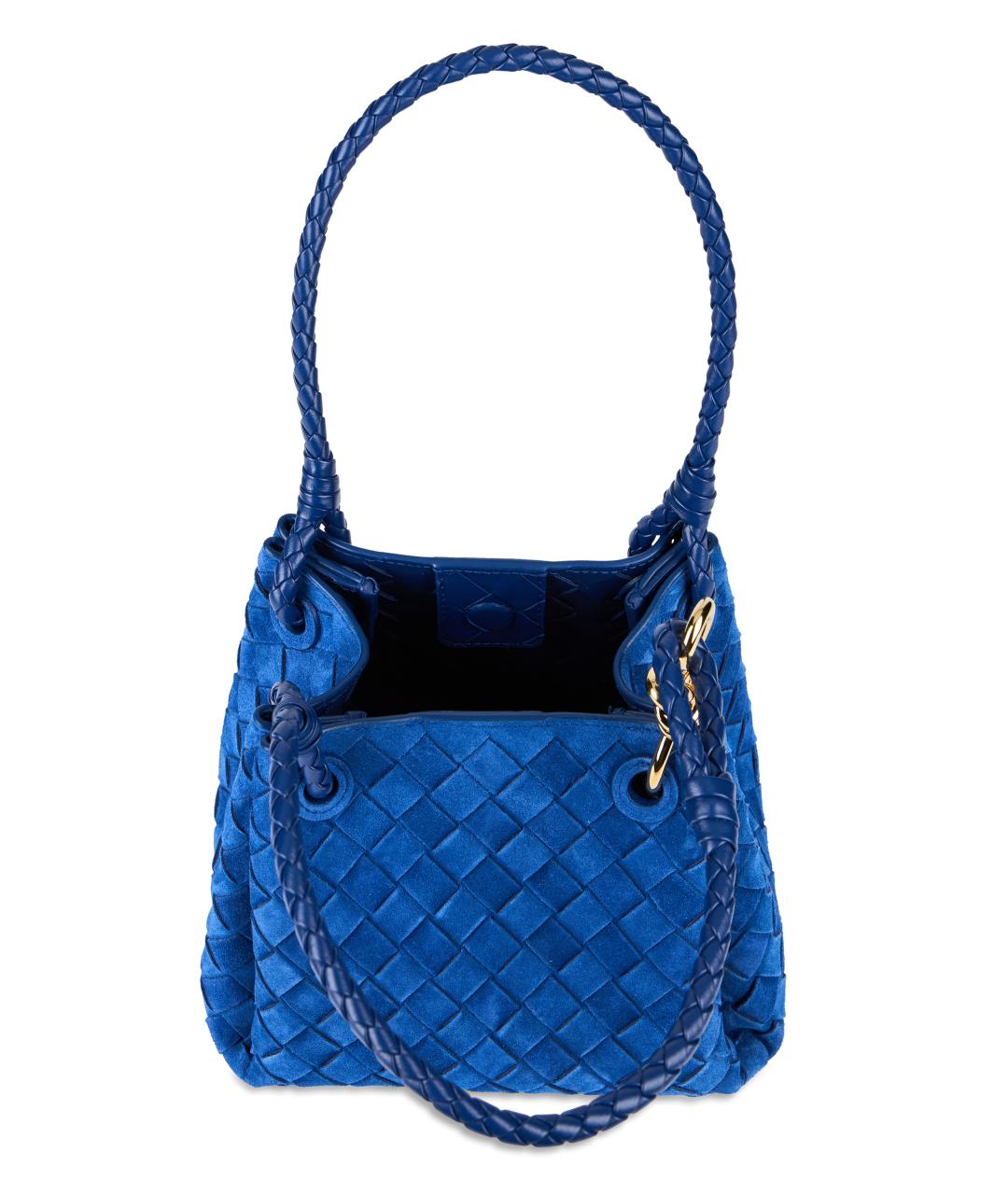 BOTTEGA VENETA Синяя кожаная сумка через плечо, фото 5
