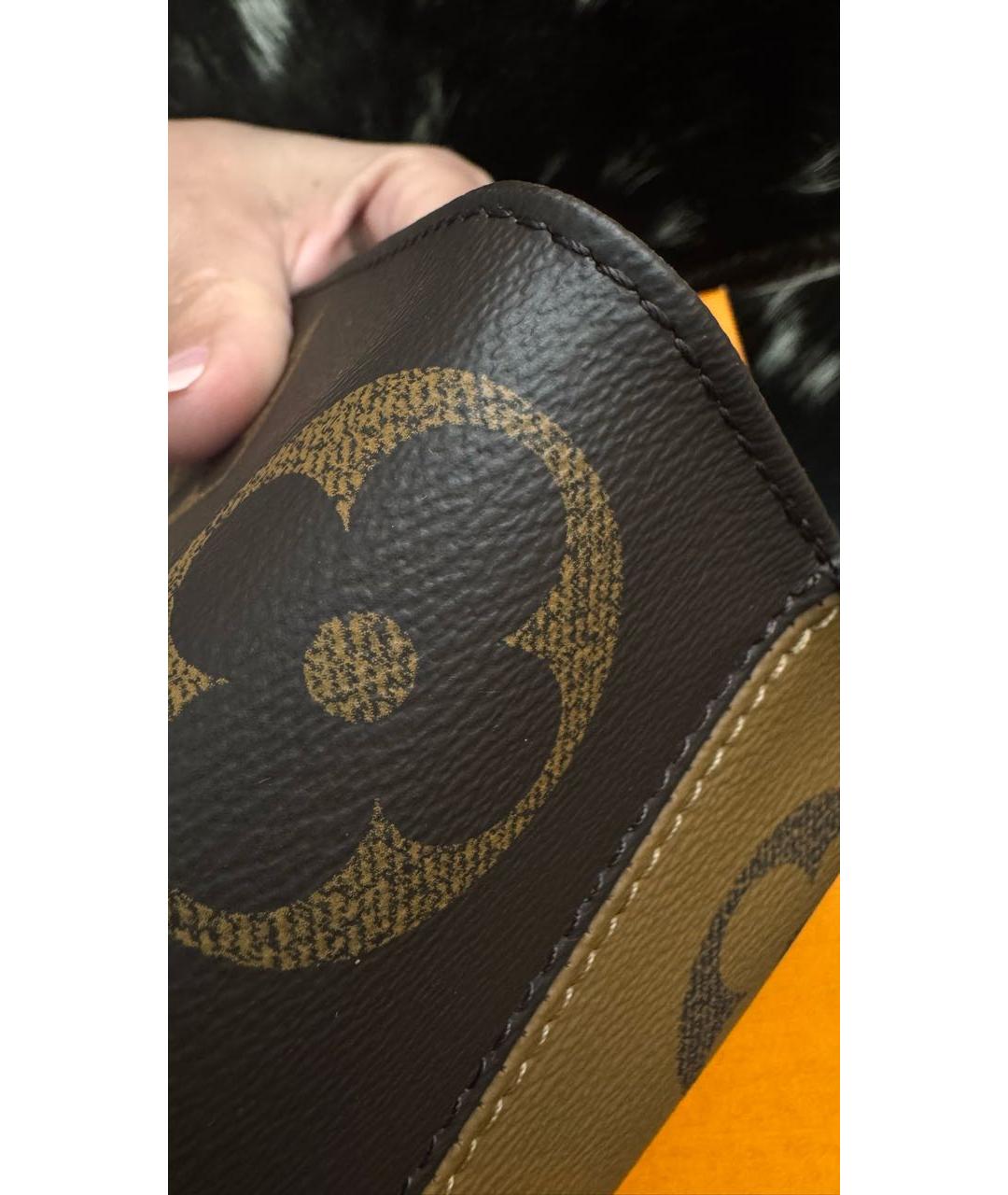 LOUIS VUITTON Коричневая тканевая сумка с короткими ручками, фото 5