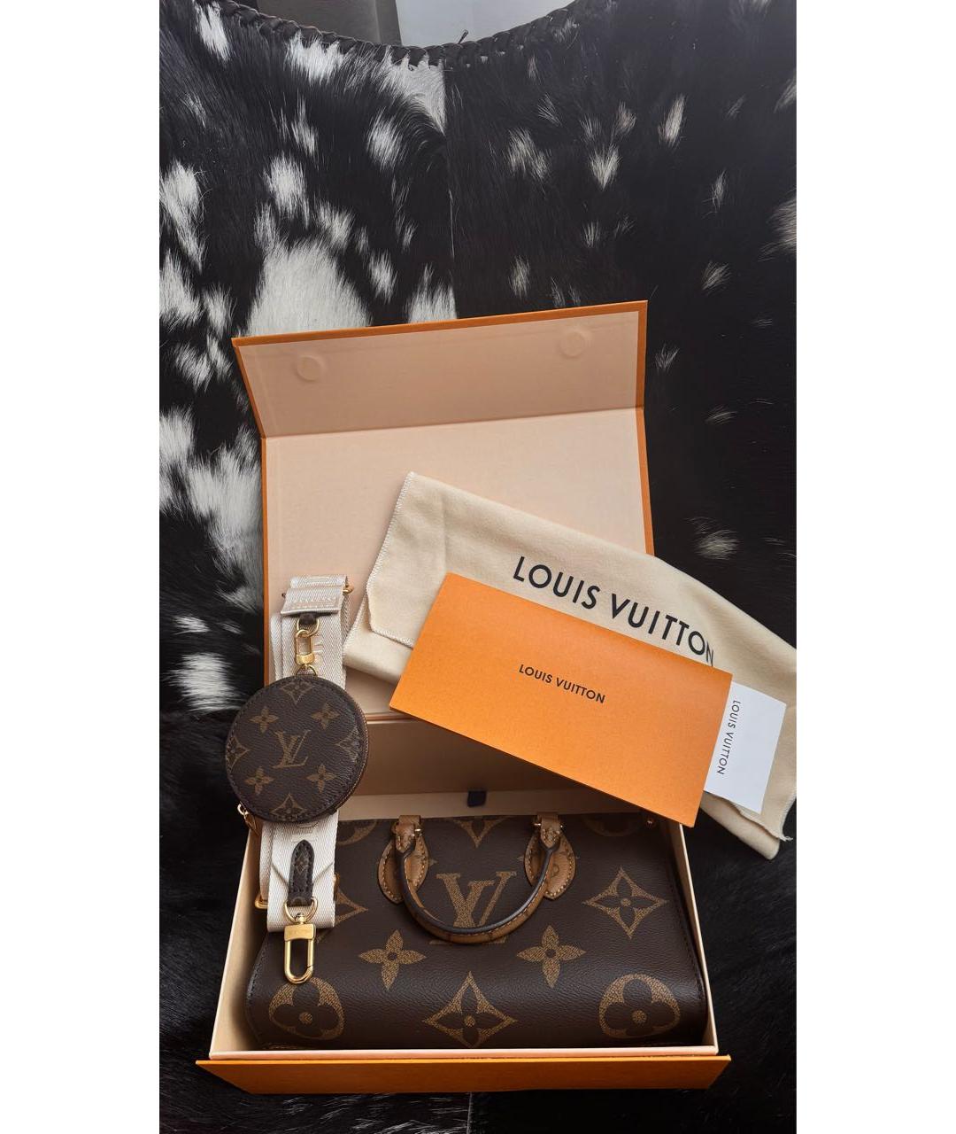 LOUIS VUITTON Коричневая тканевая сумка с короткими ручками, фото 2