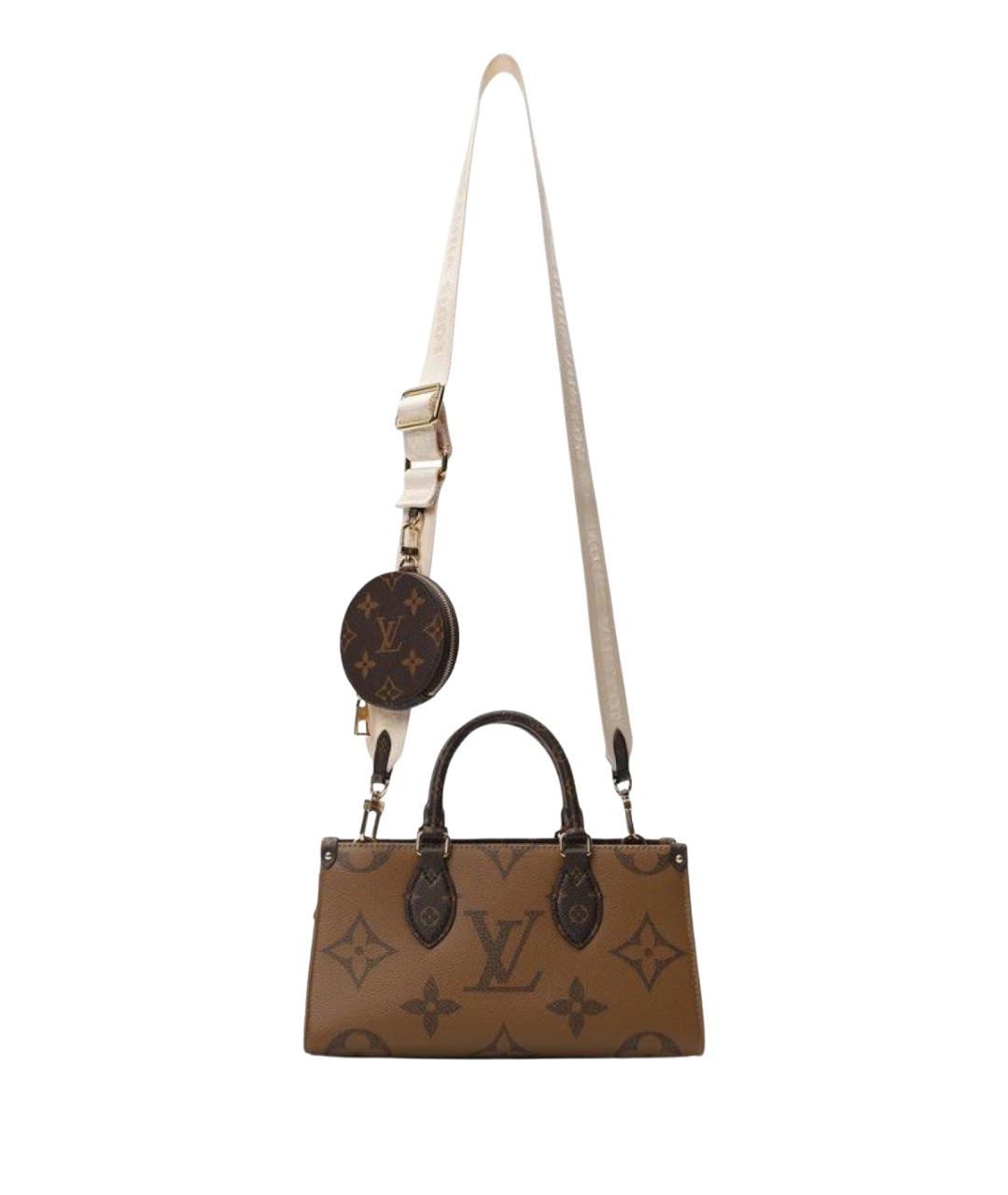 LOUIS VUITTON Коричневая тканевая сумка с короткими ручками, фото 1