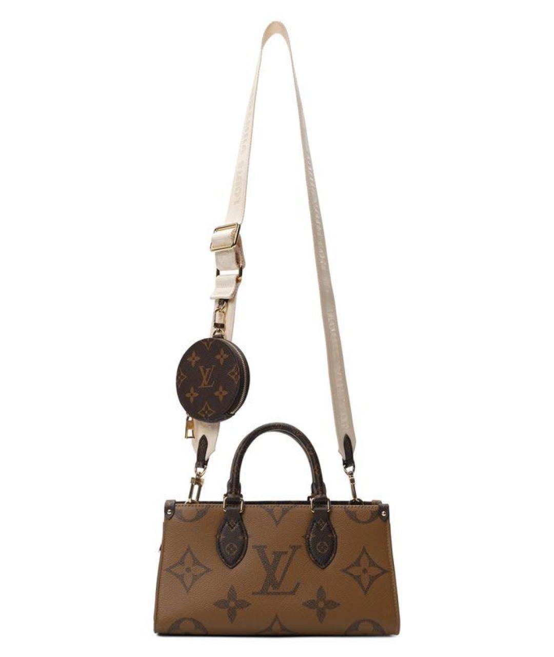 LOUIS VUITTON Коричневая тканевая сумка с короткими ручками, фото 8