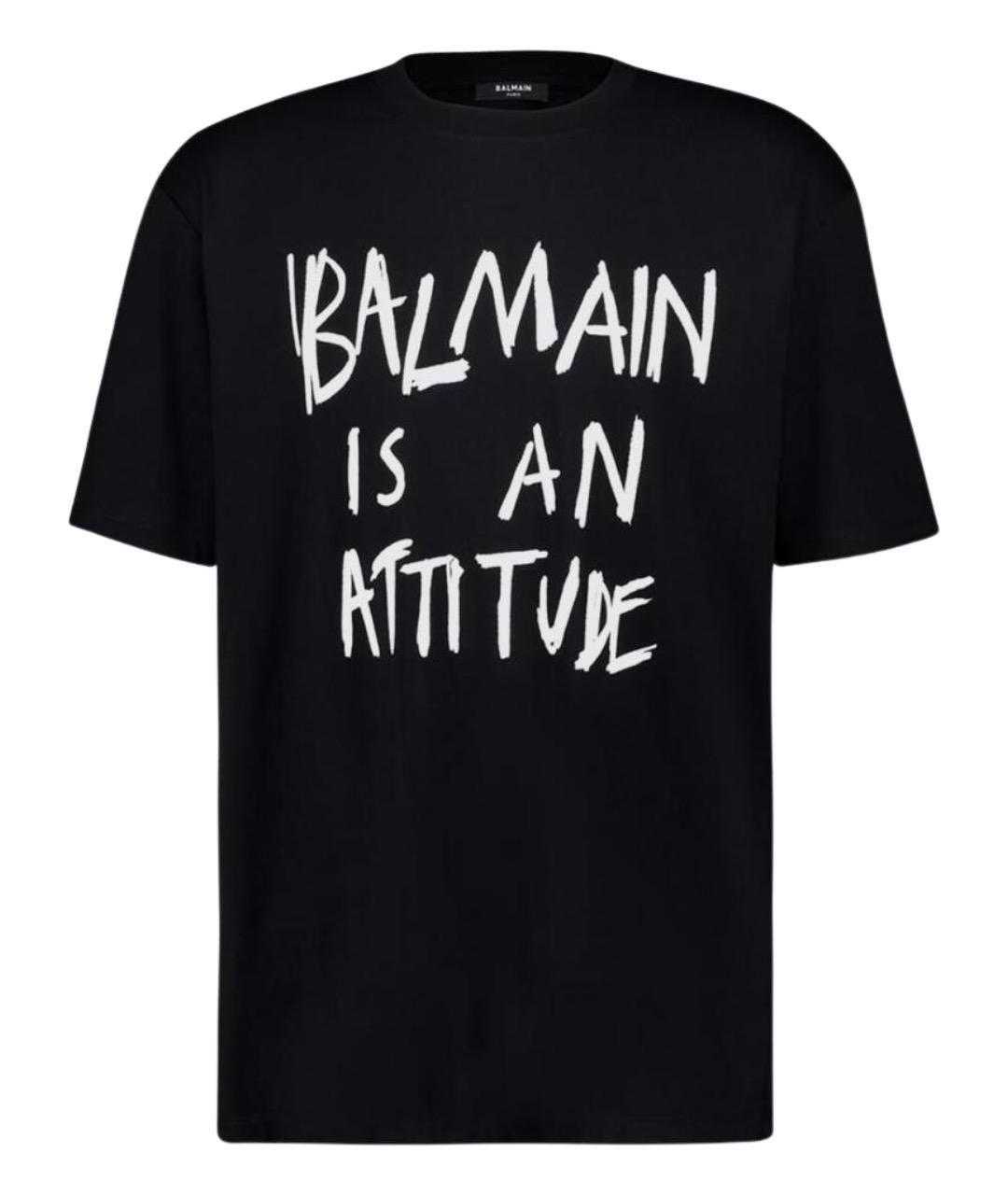 BALMAIN Черная хлопковая футболка, фото 1