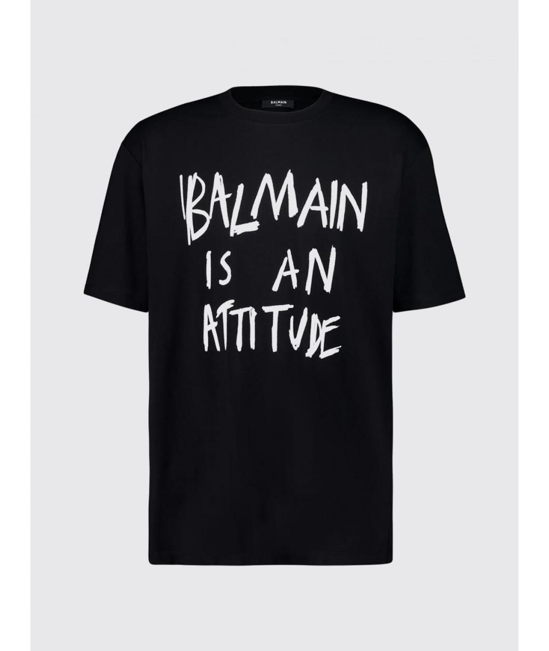 BALMAIN Черная хлопковая футболка, фото 5