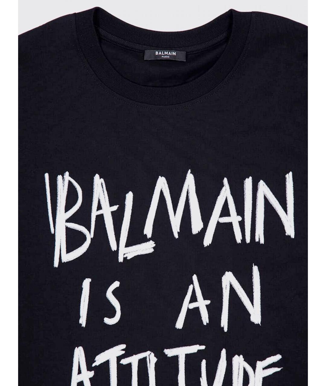 BALMAIN Черная хлопковая футболка, фото 4