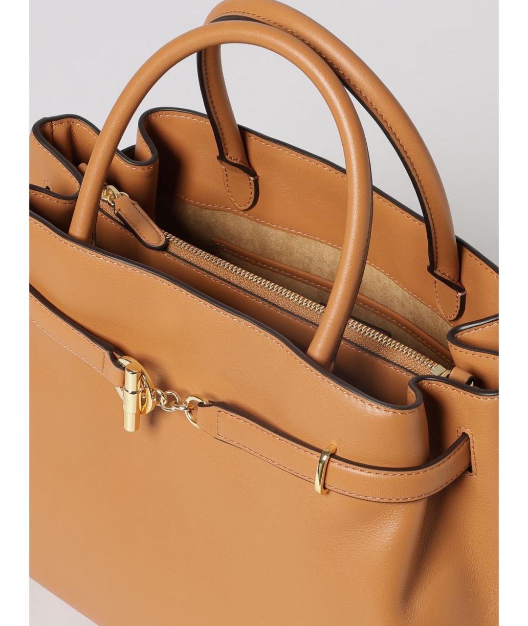 RALPH LAUREN Коричневая кожаная сумка через плечо, фото 3