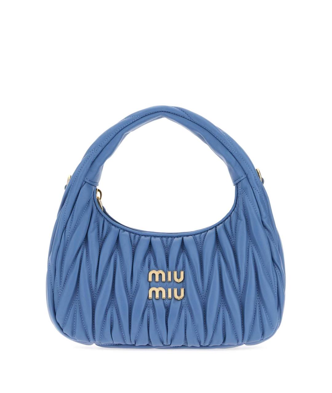MIU MIU Голубая кожаная сумка с короткими ручками, фото 1