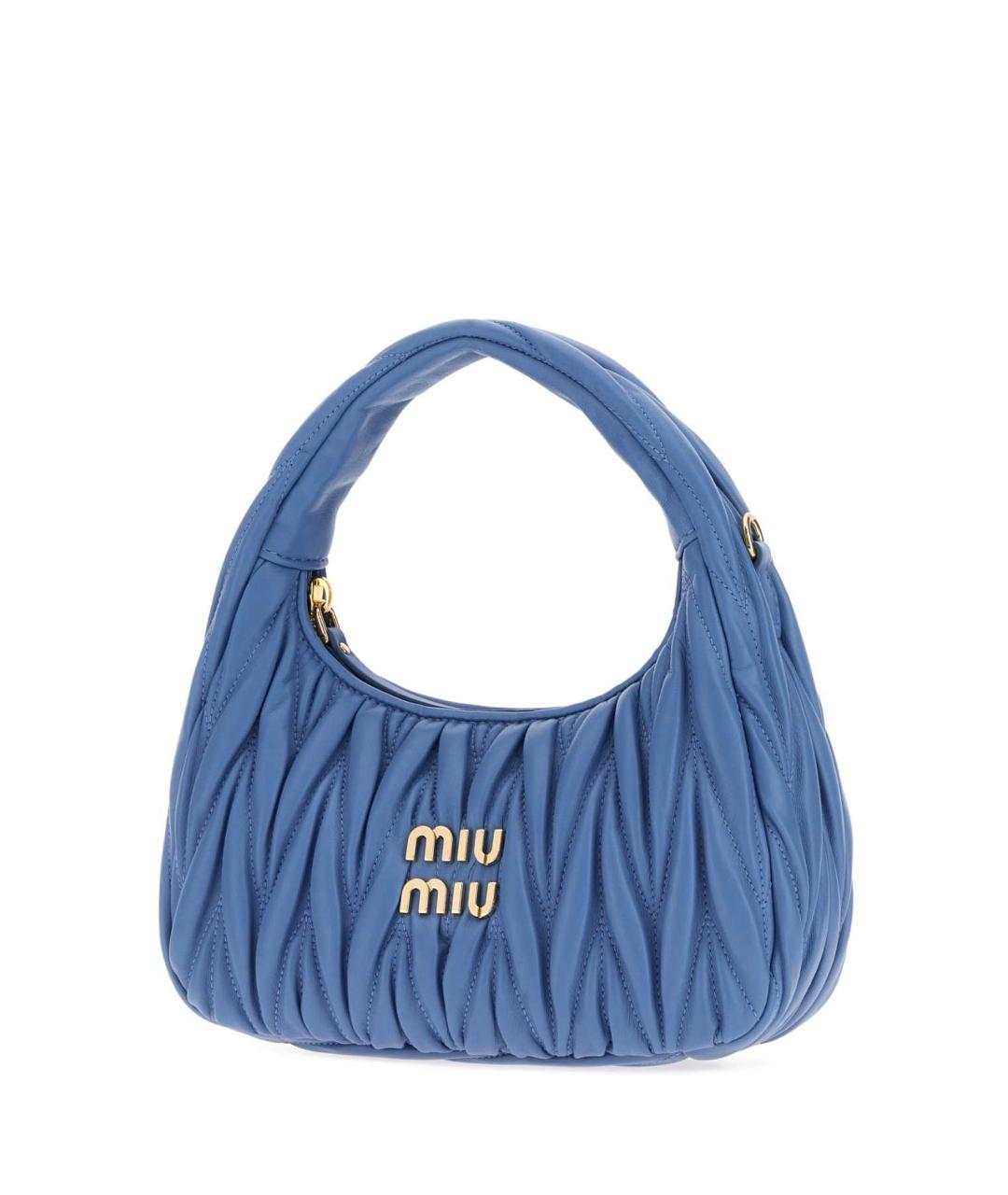 MIU MIU Голубая кожаная сумка с короткими ручками, фото 2