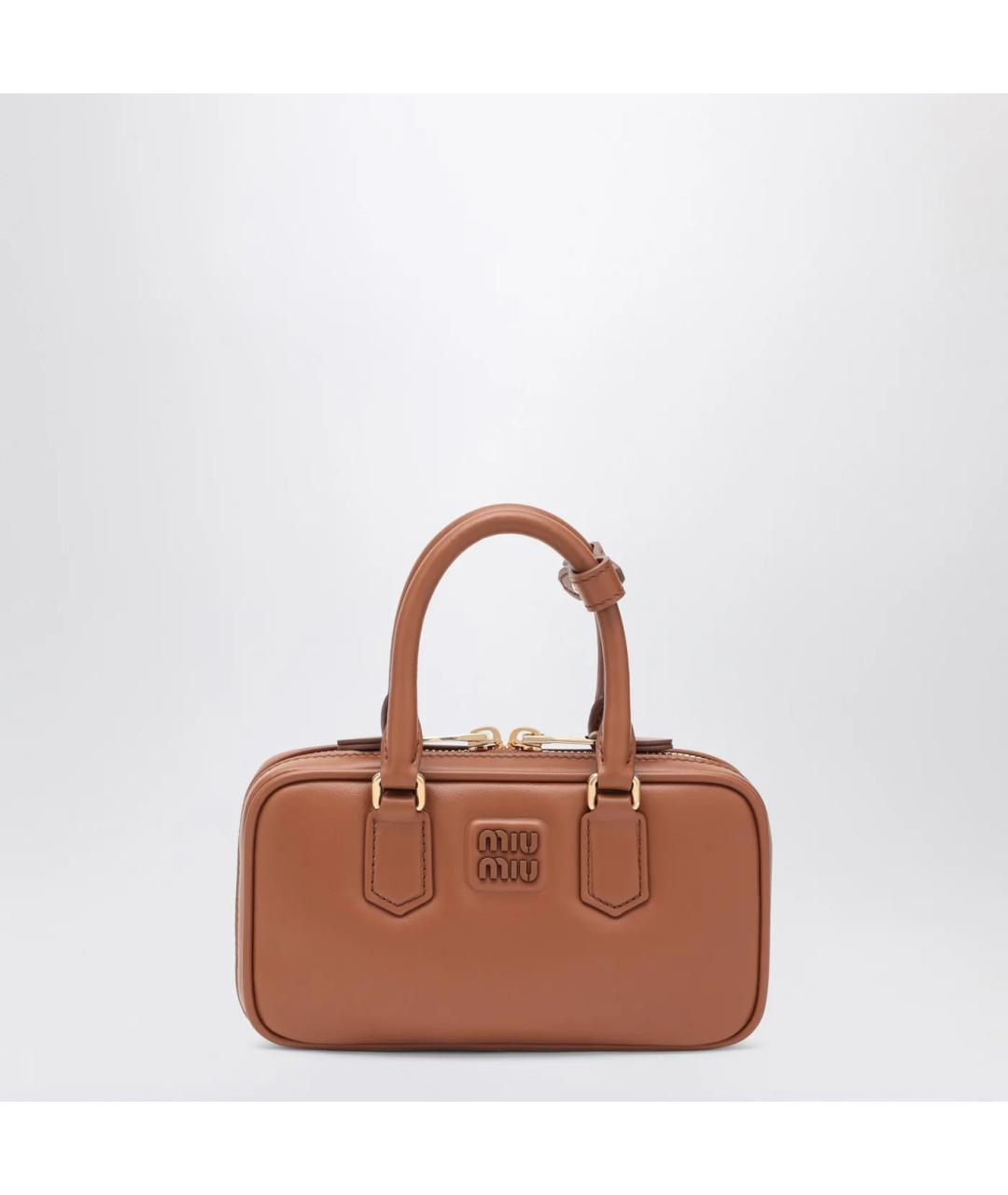 MIU MIU Коричневая кожаная сумка с короткими ручками, фото 3