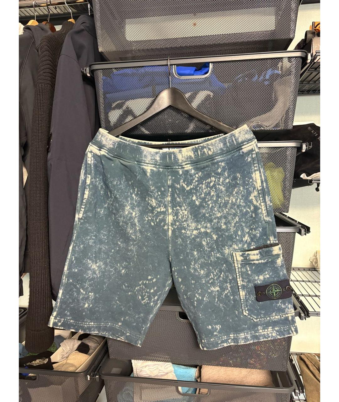 STONE ISLAND Синие хлопковые шорты, фото 5