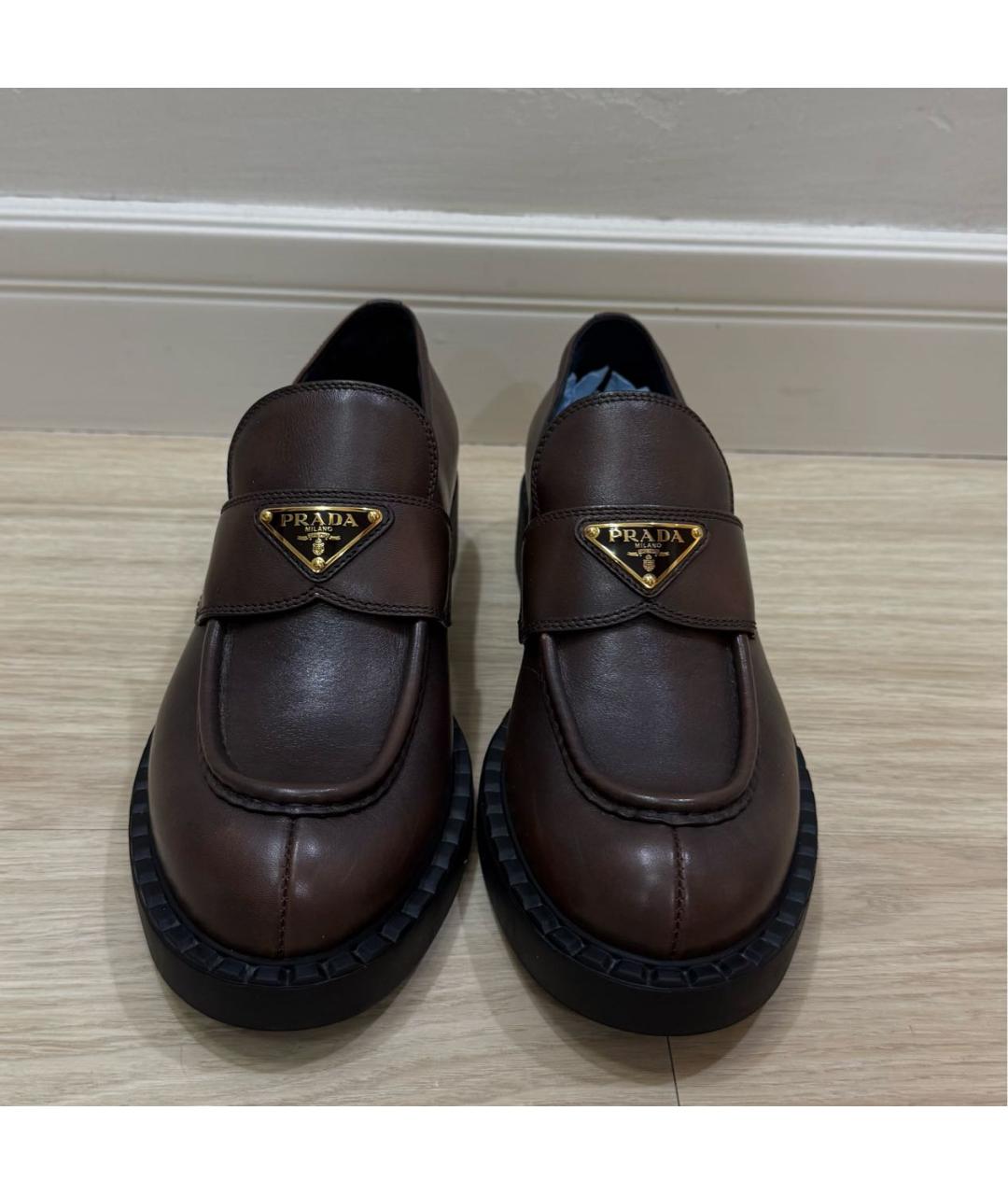 PRADA Коричневые кожаные лоферы, фото 2