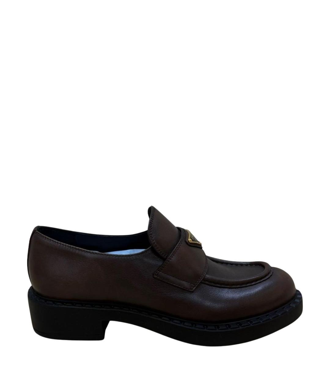 PRADA Коричневые кожаные лоферы, фото 1