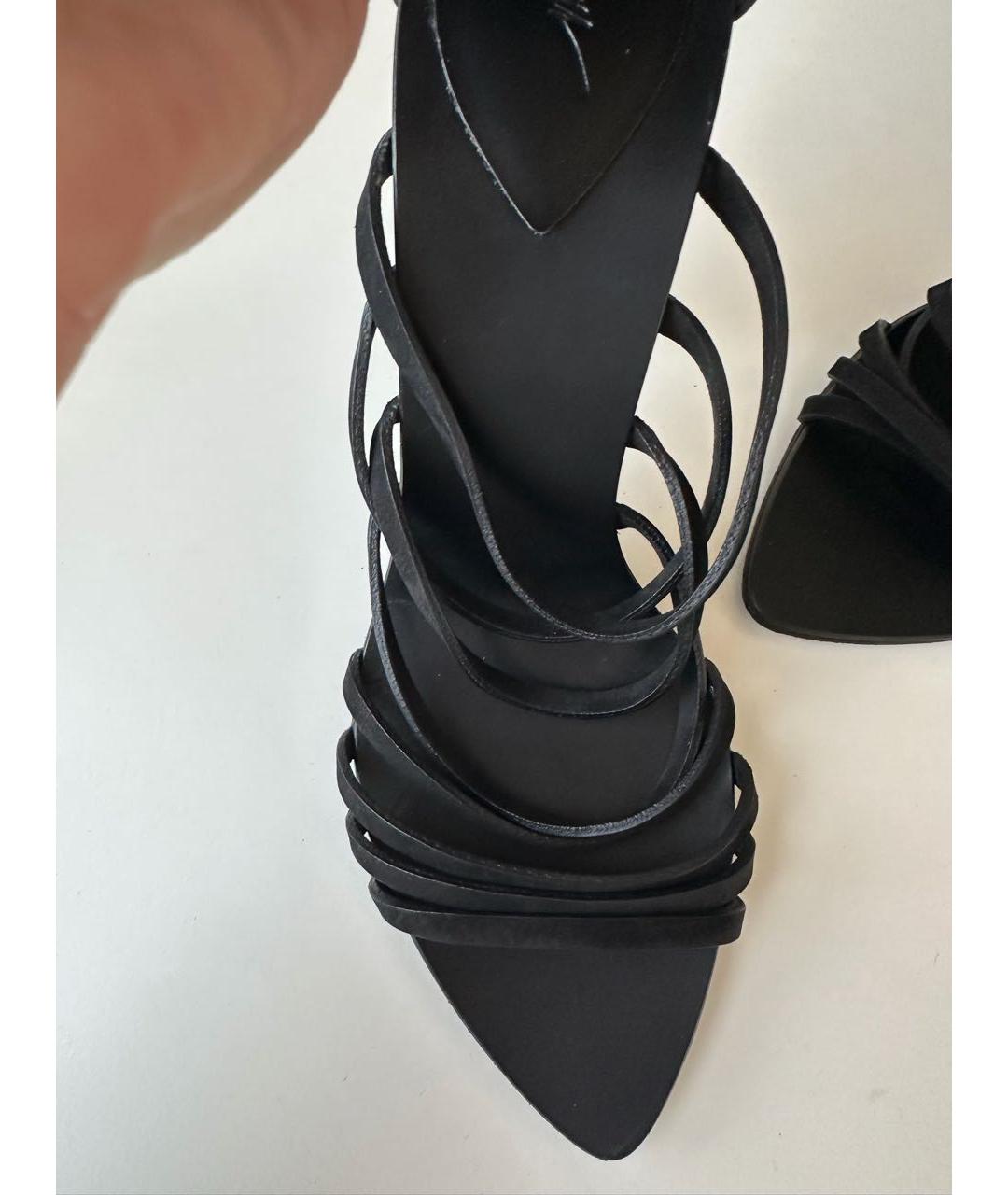 GIUSEPPE ZANOTTI DESIGN Черные замшевые босоножки, фото 4